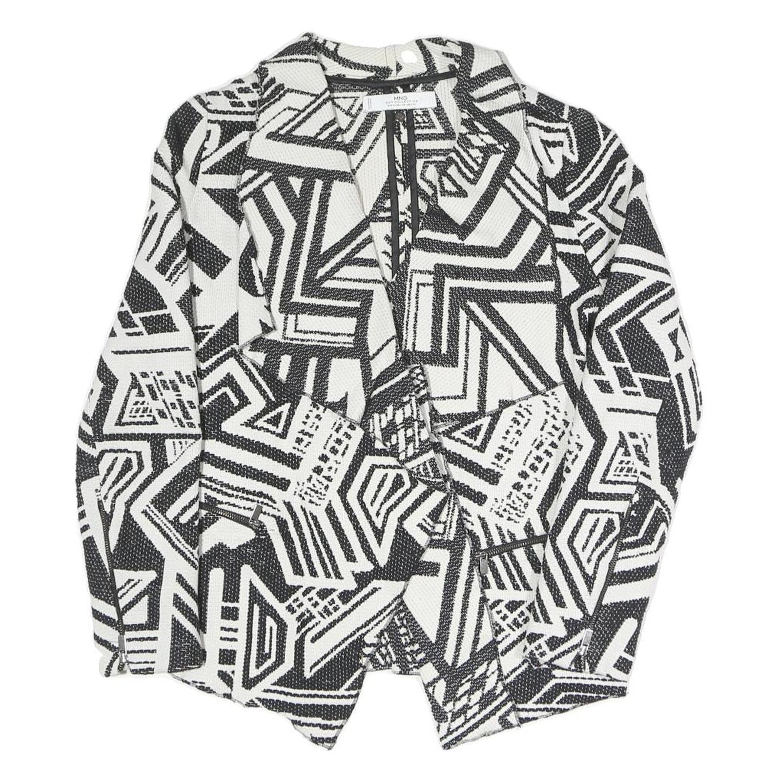 MNG Womens Black & White Geometric Coach Jacket S Polyester Blend Woven Classic Refurbished - N/A refurbished available on Cerqular
