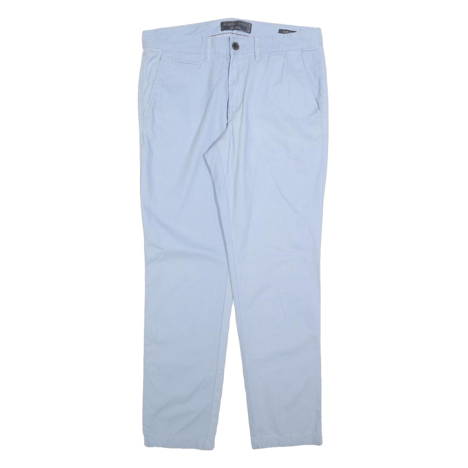 ANGELO LITRICO Mens Cotton Blend Light Blue Slim Slim Leg Trousers W34 L30 Refurbished - N/A refurbished available on Cerqular