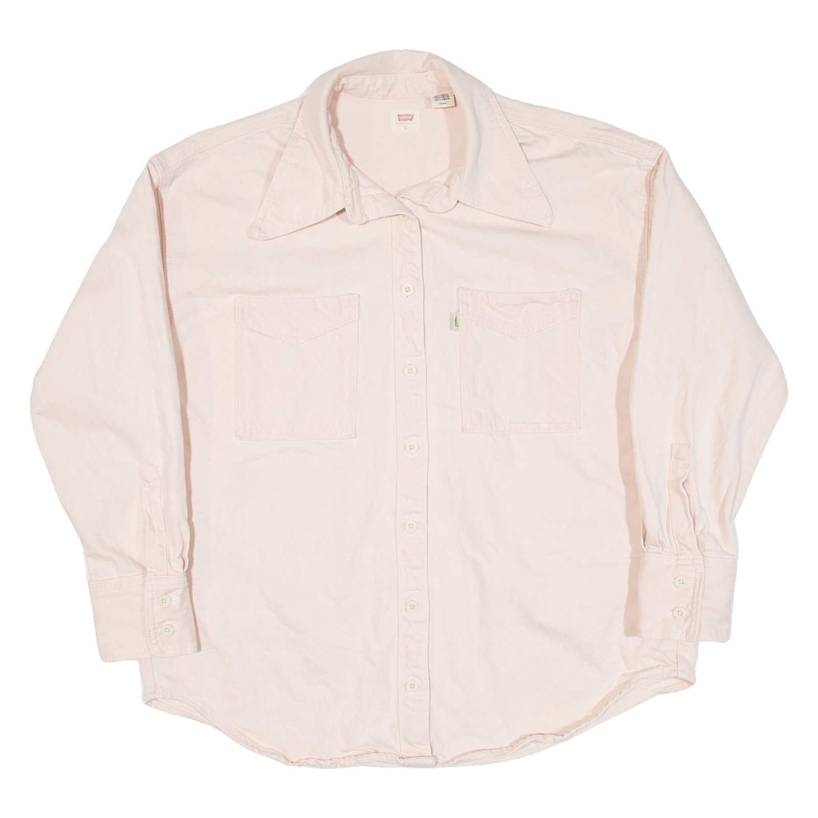 LEVI'S Fresh. Pea Pod Tab Womens Denim Shirt Pink Long Sleeve S Refurbished - N/A refurbished available on Cerqular