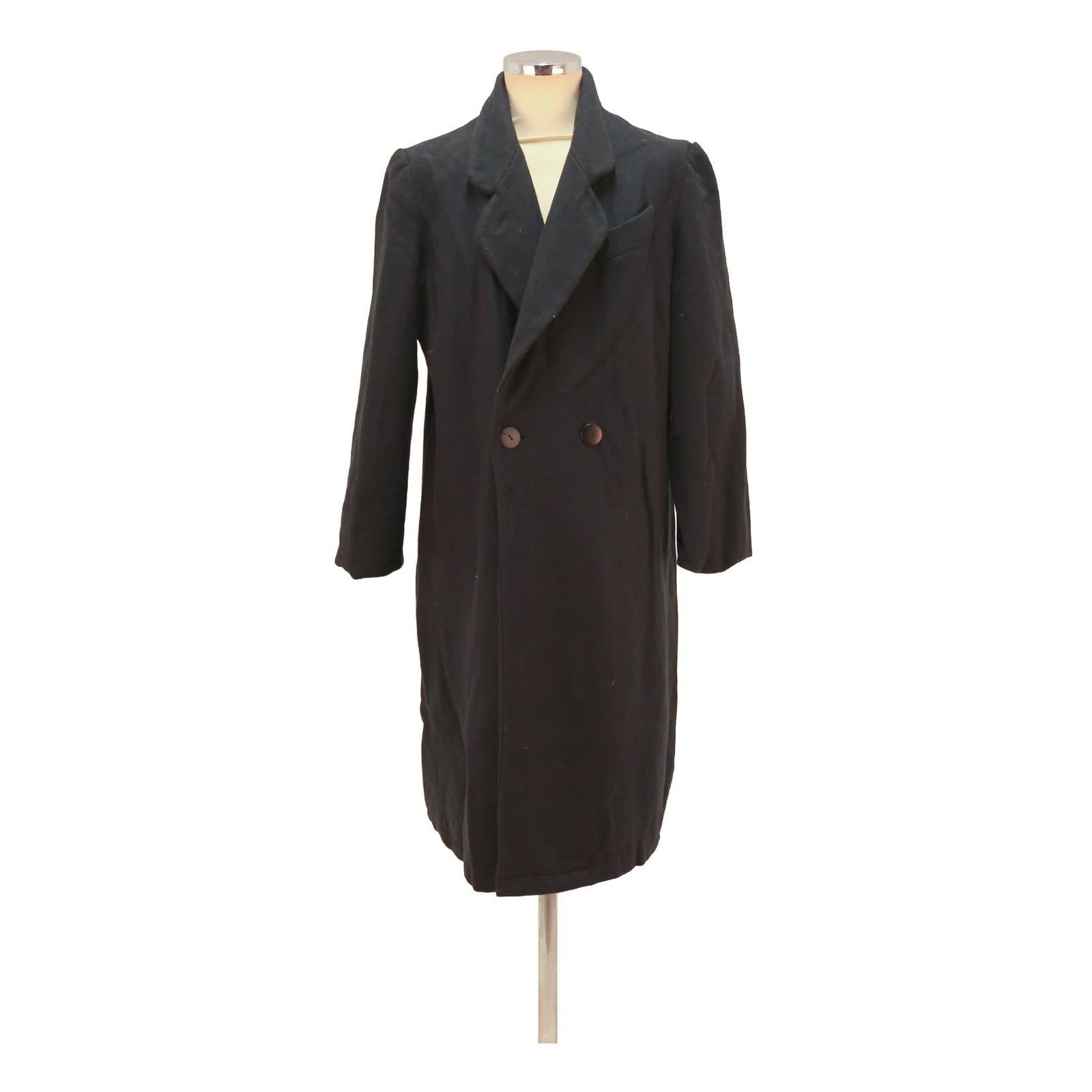 REWORK BILLI Mens Black Wool Blend Long Sleeve Button Jacket L Plain Classic Refurbished - N/A refurbished available on Cerqular