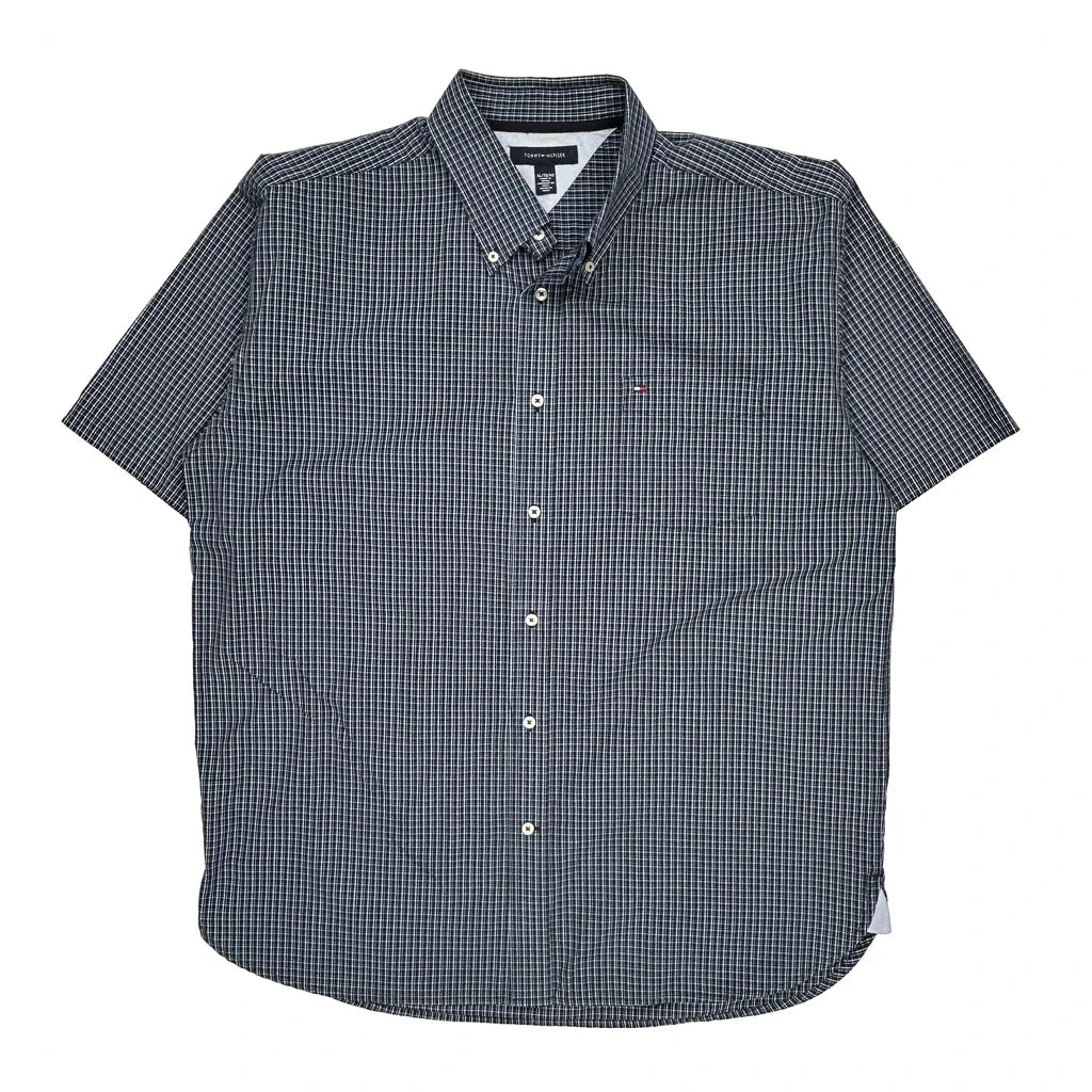 Buy Tommy Hilfiger Checked Short Sleeve Shirt - XL Blue Cotton Refurbished - $29.47 Tommy Hilfiger Checked Short Sleeve Shirt - XL Blue Cotton Refurbished - Thrifted (note: this is a term often used to describe second- refurbished available on Cerqular