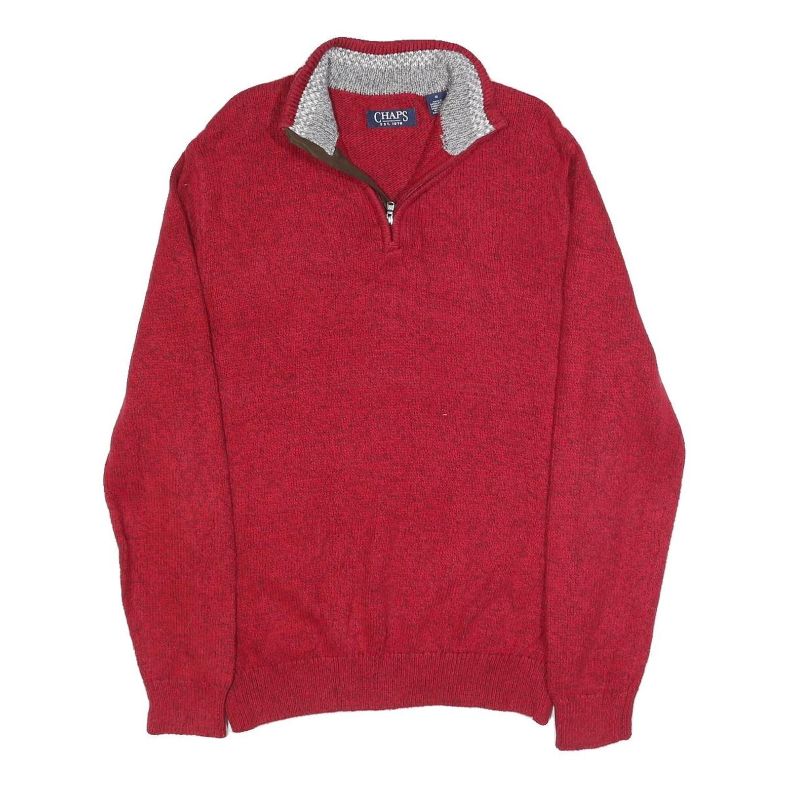 CHAPS Mens Red Pullover Plain Crew Neck Basic Knit Jumper M Cotton Blend Refurbished - N/A refurbished available on Cerqular