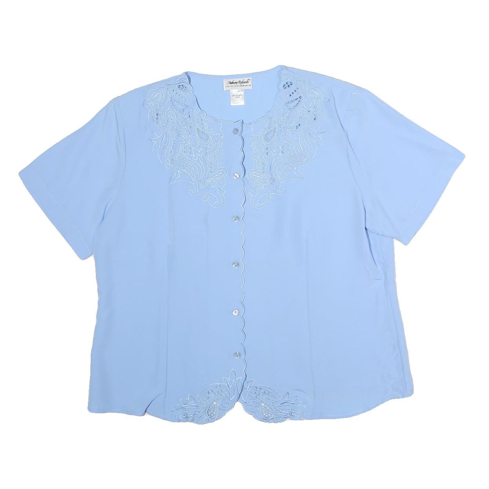 Buy ANTHONY RICHARDS Womens Blue Embroidered Top Short Sleeve Crew Neck M Refurbished - $18.19 ANTHONY RICHARDS Womens Blue Embroidered Top Short Sleeve Crew Neck M Refurbished - N/A refurbished available on Cerqular
