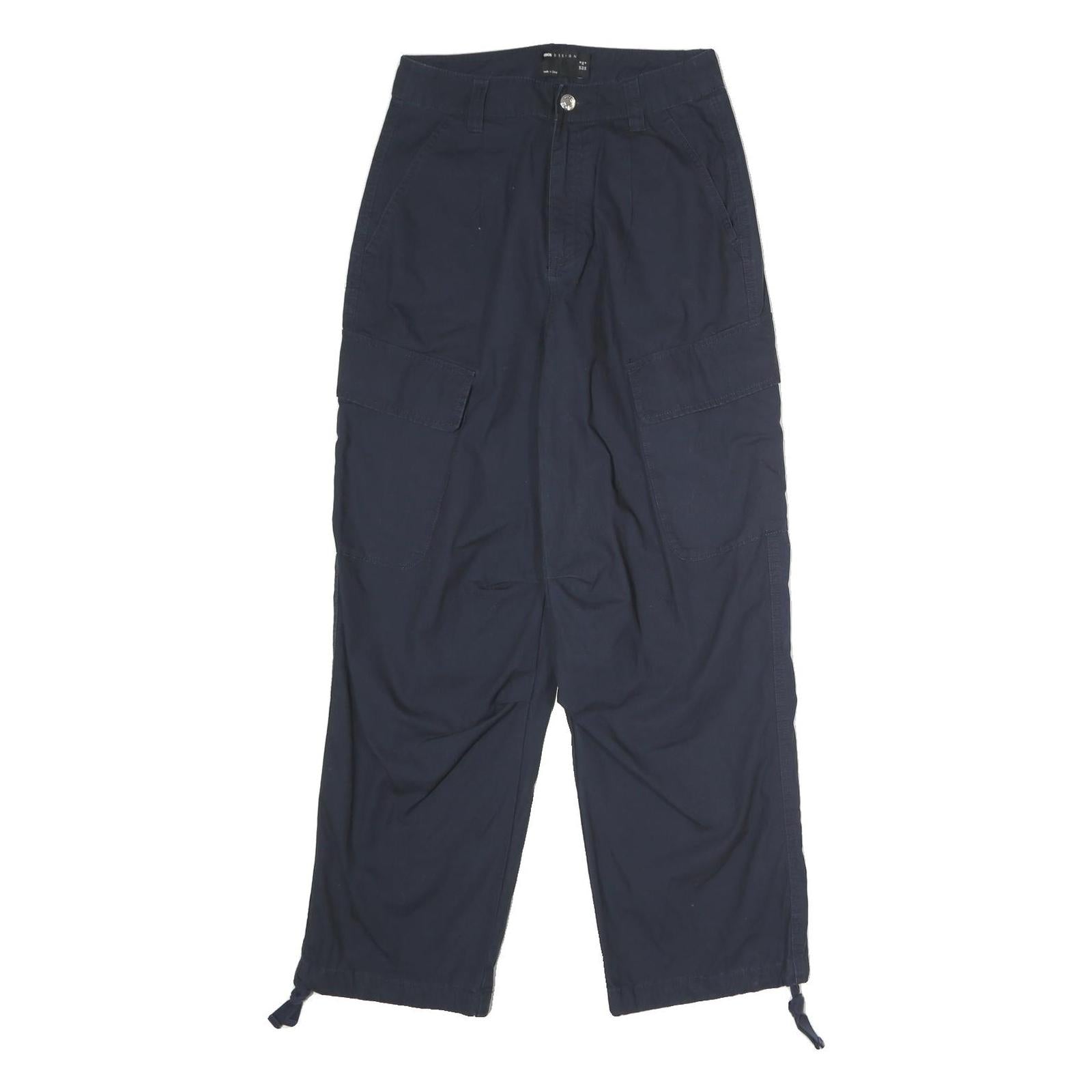 ASOS Womens Cotton Blend Navy Relaxed Cargo Trousers W26 L28 Casual Zip Refurbished - N/A refurbished available on Cerqular