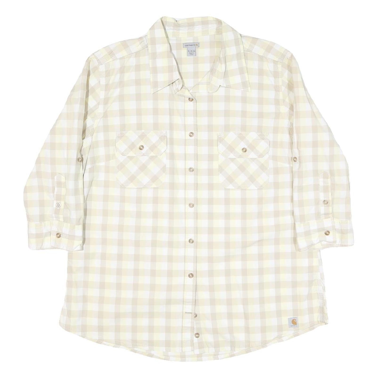 CARHARTT Womens Beige & Cream Checked Shirt XL Cotton Blend Button Up Casual Refurbished - N/A refurbished available on Cerqular