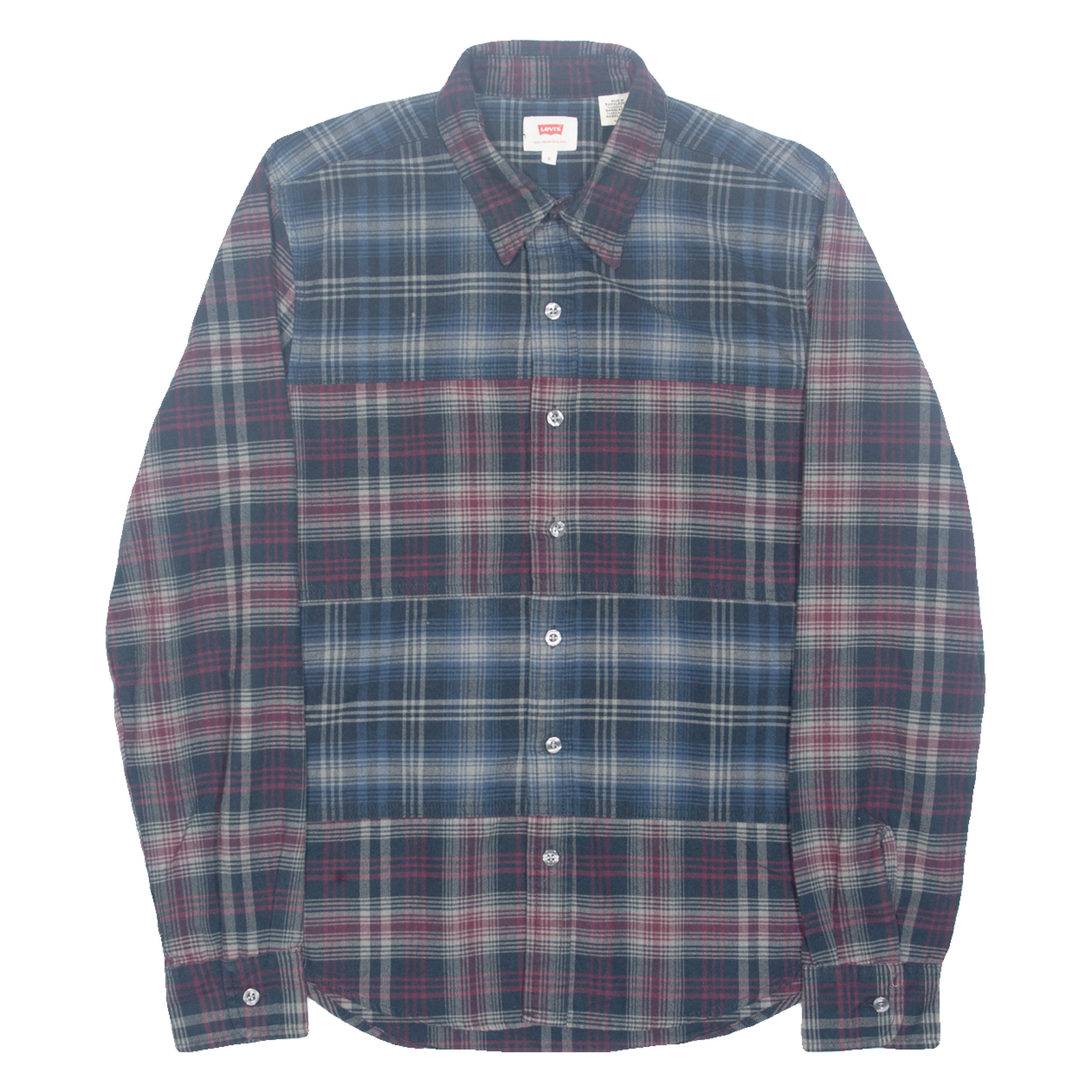 LEVI'S Mens Flannel Shirt Blue Check Long Sleeve S Refurbished - N/A refurbished available on Cerqular