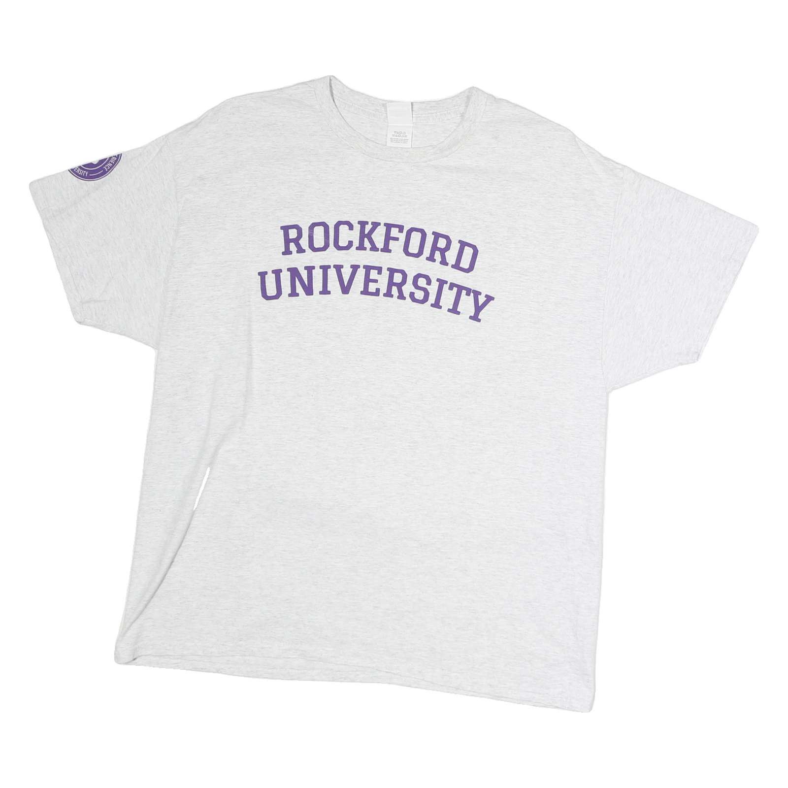 HANES Mens Grey Rockford University Cotton T-Shirt XL Short Sleeve Crew Neck Refurbished - N/A refurbished available on Cerqular