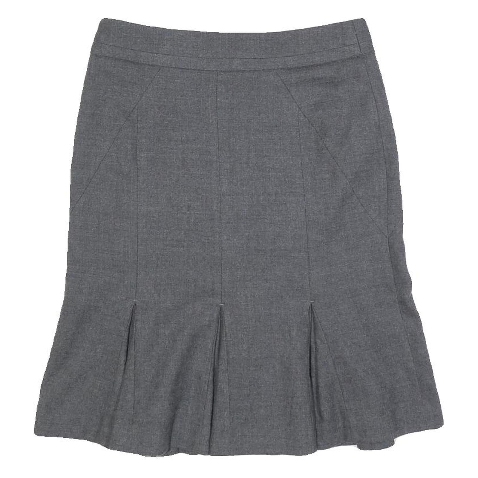 TED BAKER Womens Grey Pleated Midi Woven Cotton Blend Skirt S Elegant Workwear Refurbished - N/A refurbished available on Cerqular