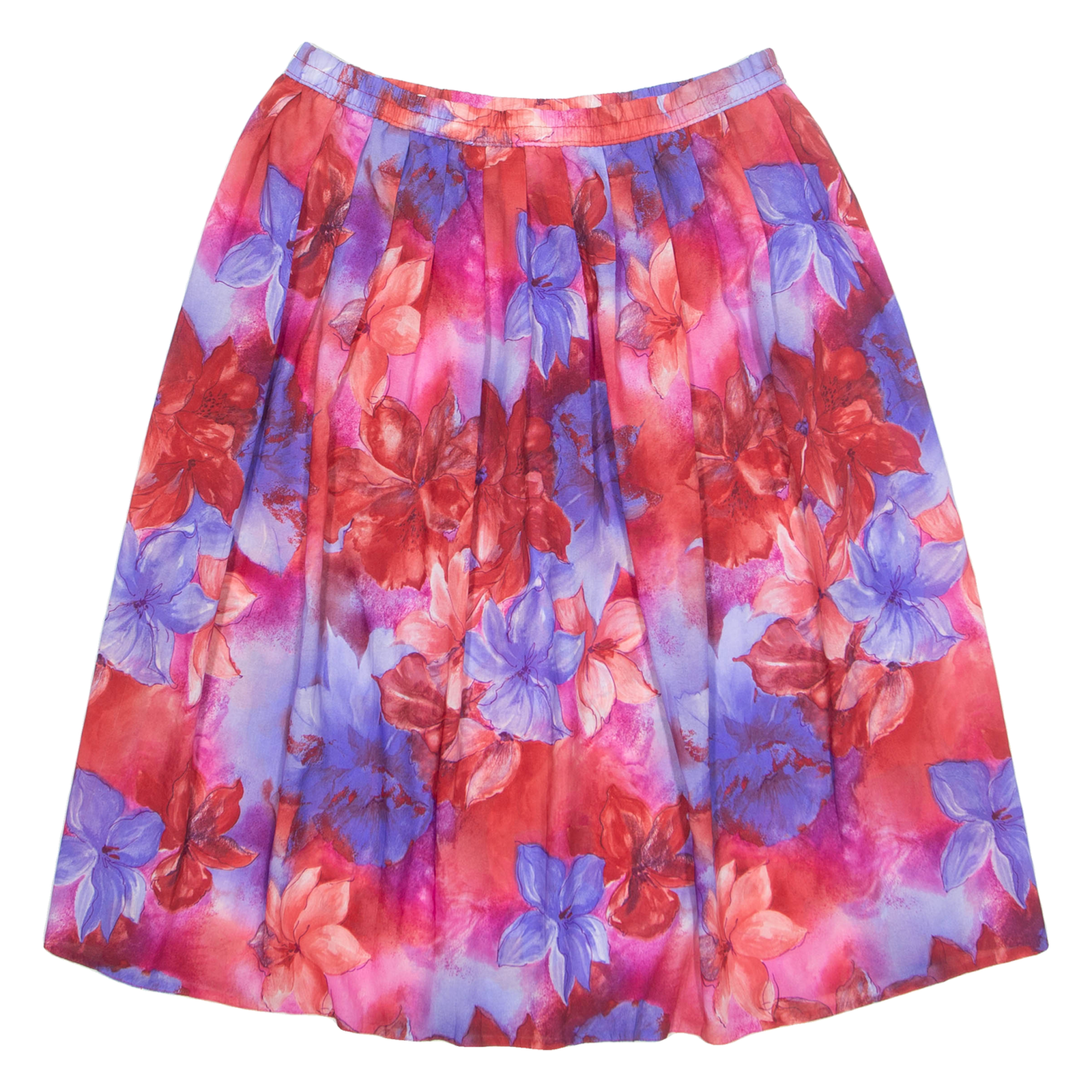 CANDA Womens A-Line Skirt Red Knee Length Floral M Refurbished - N/A refurbished available on Cerqular