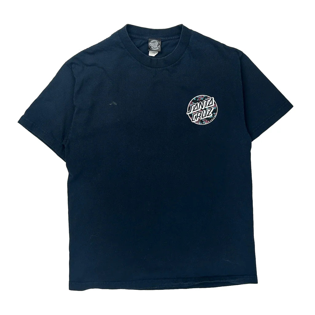 Skateboarding Santa Cruz Graphic T-Shirt - Large Navy Cotton Refurbished - Thrifted (note: this is a term often used to describe second- refurbished available on Cerqular