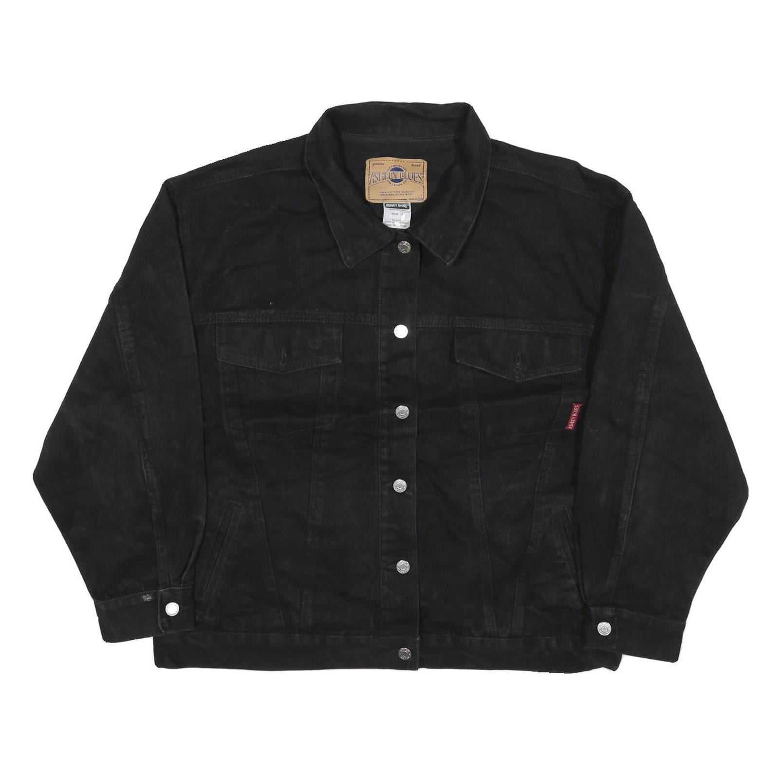 ASHLEY BLUES Womens Black Button Cotton Blend Jacket XL Casual Classic Style Refurbished - N/A refurbished available on Cerqular