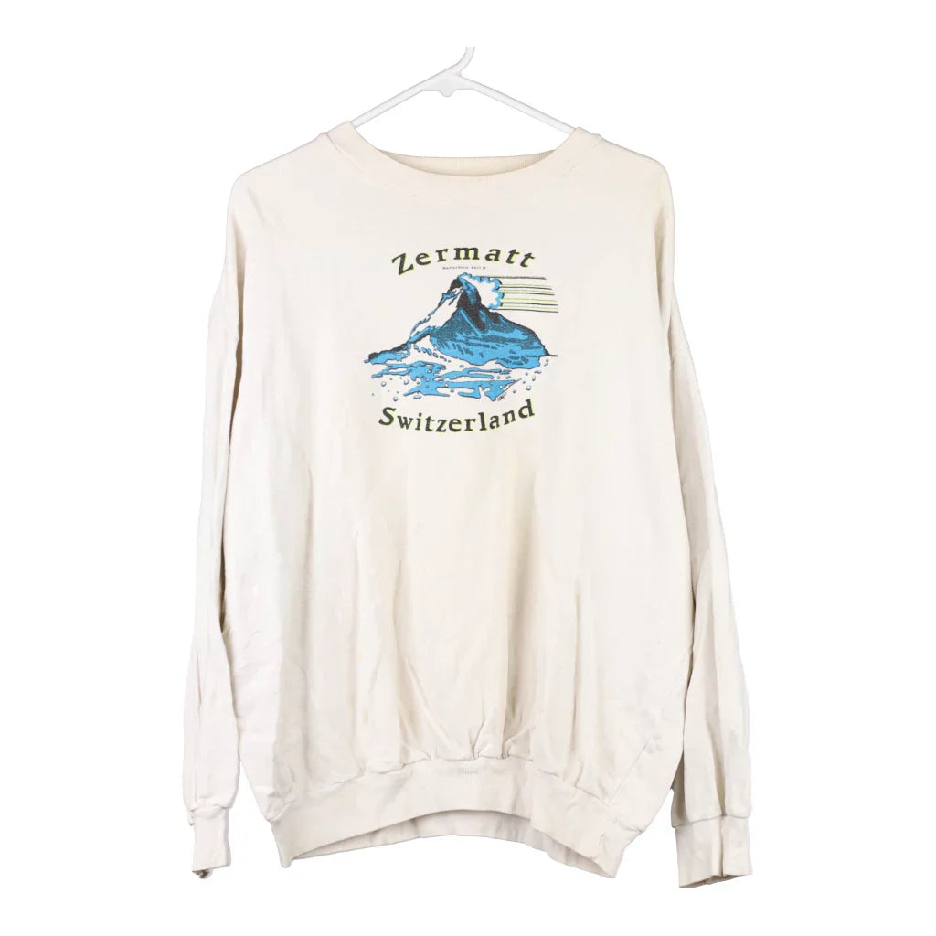 Unbranded Sweatshirt - XL Cream Cotton Refurbished - Thrifted (note: this is a term often used to describe second- refurbished available on Cerqular