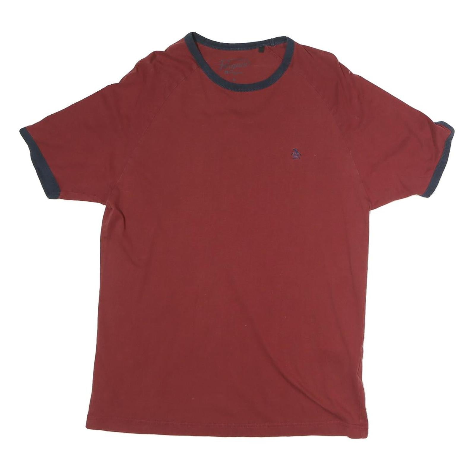 ORIGINAL PENGUIN Mens Red & Navy Blue Regular Fit M Short Sleeve Crew Neck Refurbished - N/A refurbished available on Cerqular