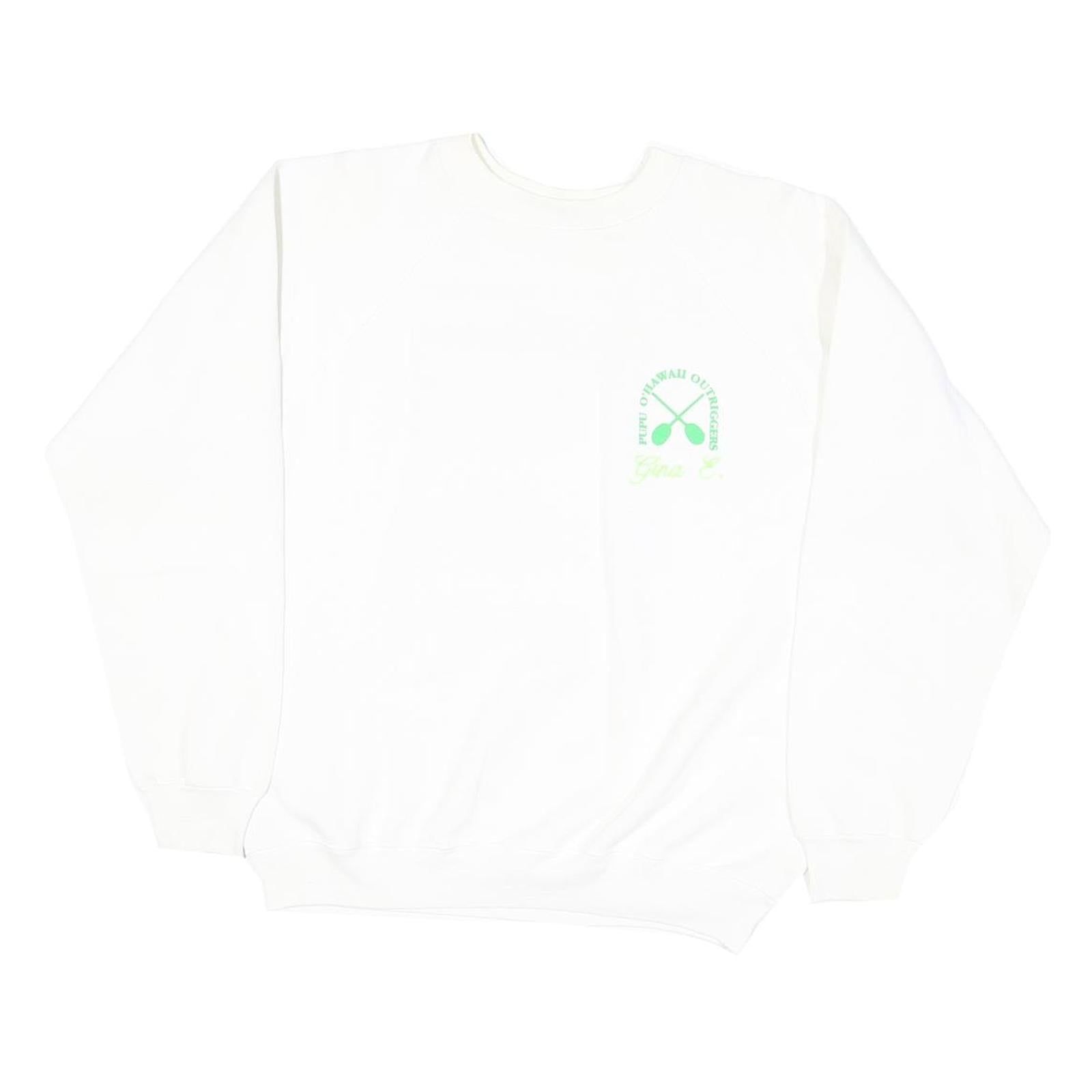 HANES Womens White Crew Neck L Sweatshirt Pupu O' Hawaii Outrigger Print Refurbished - N/A refurbished available on Cerqular