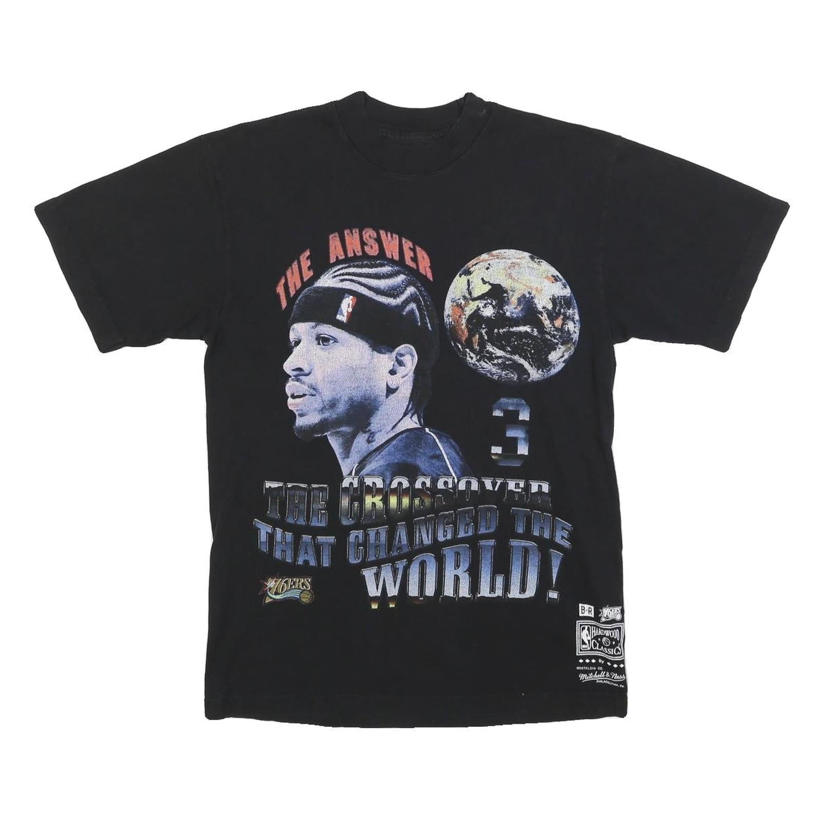 MITCHELL & NESS Mens Black The Answer Basketball Graphic T-Shirt S Crew Neck Refurbished - N/A refurbished available on Cerqular