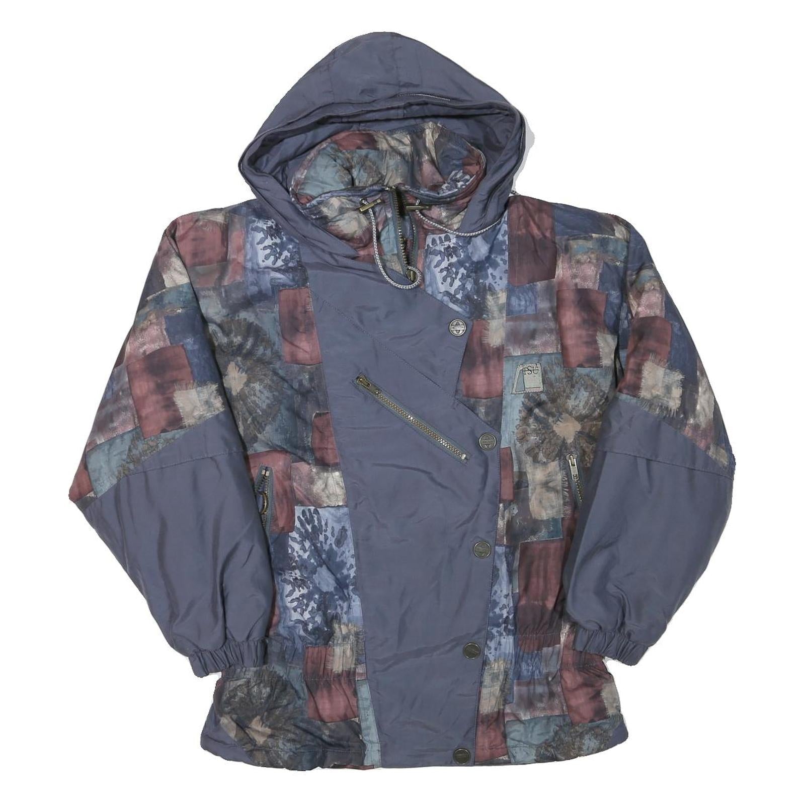 TSU Womens Blue & Multi Patchwork Polyester Blend Jacket M Zip Hooded Refurbished - N/A refurbished available on Cerqular