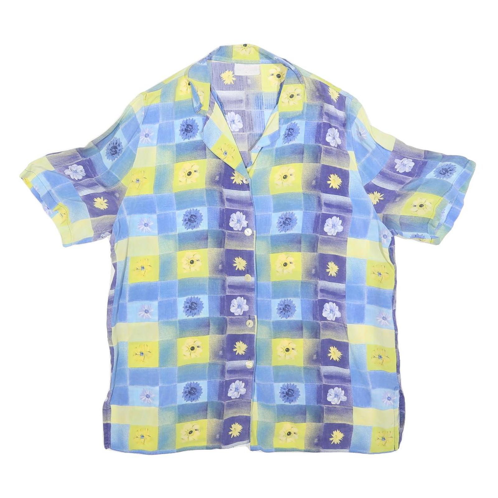 Buy Womens Blue & Yellow Floral Check Shirt L Summer Casual Relaxed Fit Short Sleeve Refurbished - $16.89 Womens Blue & Yellow Floral Check Shirt L Summer Casual Relaxed Fit Short Sleeve Refurbished - N/A refurbished available on Cerqular