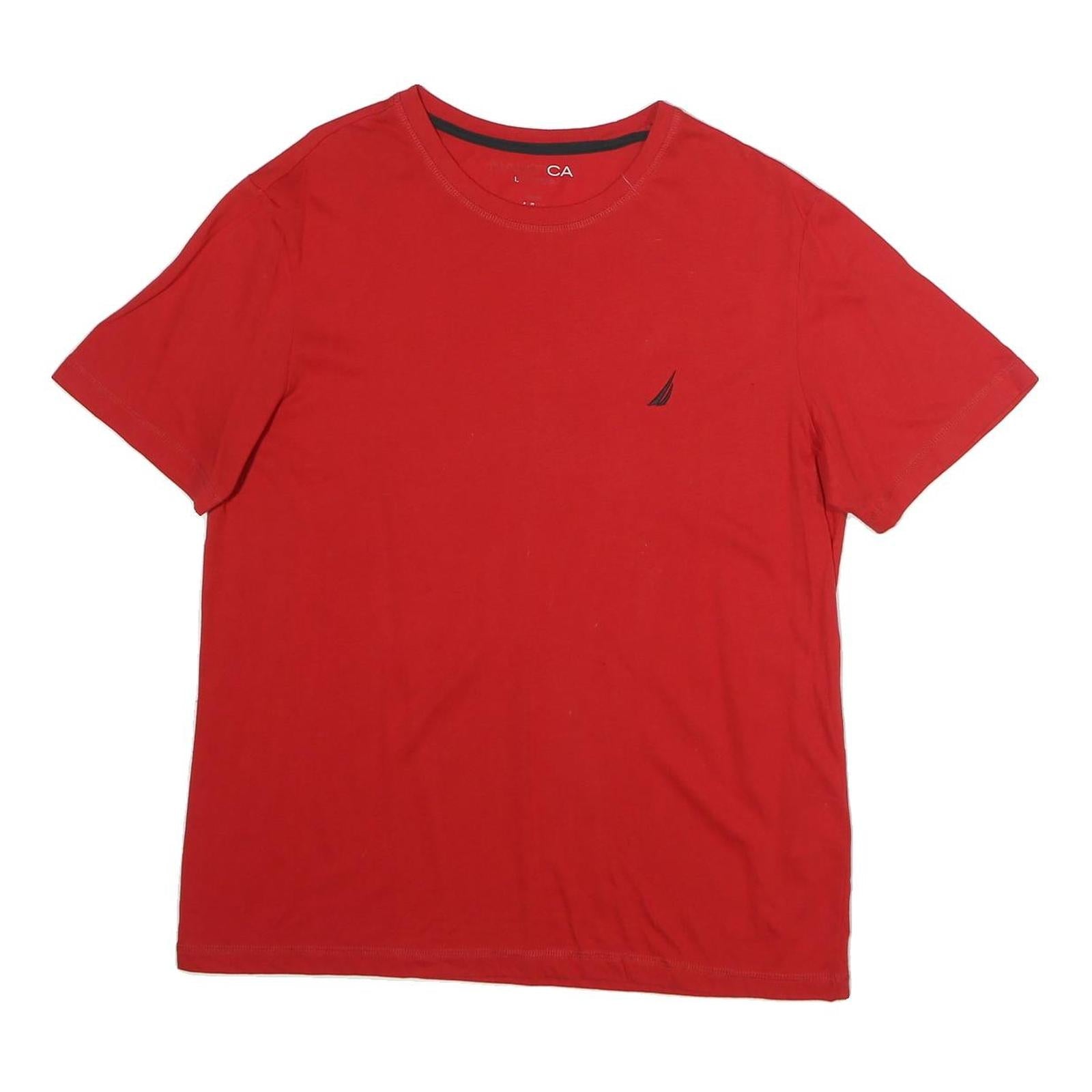 NAUTICA Mens Red Crew Neck Short Sleeve T-Shirt M Cotton Classic Logo Refurbished - N/A refurbished available on Cerqular