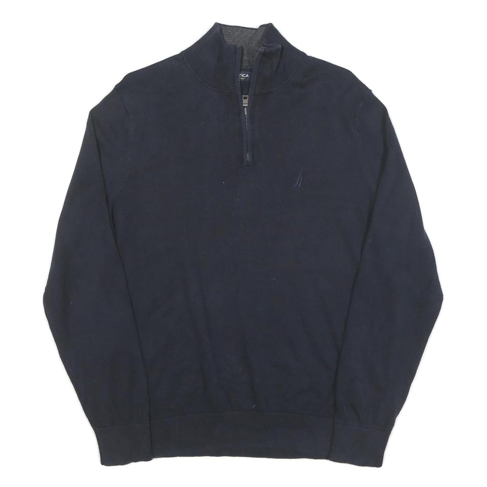 NAUTICA Mens Navy Plain Cotton Blend Pullover Jumper M Casual Quarter Zip Refurbished - N/A refurbished available on Cerqular