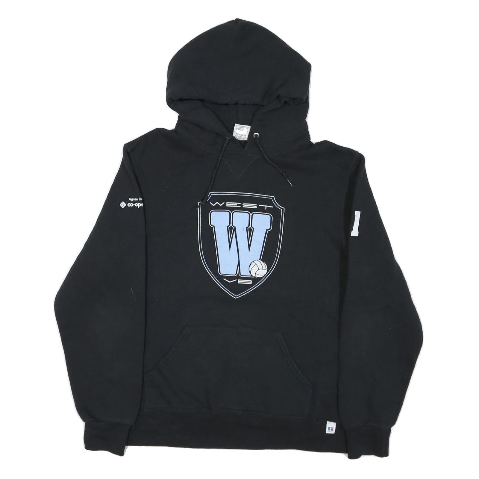 RUSSELL ATHLETIC Mens Black West Logo Pullover Hoodie M Cotton Blend Refurbished - N/A refurbished available on Cerqular