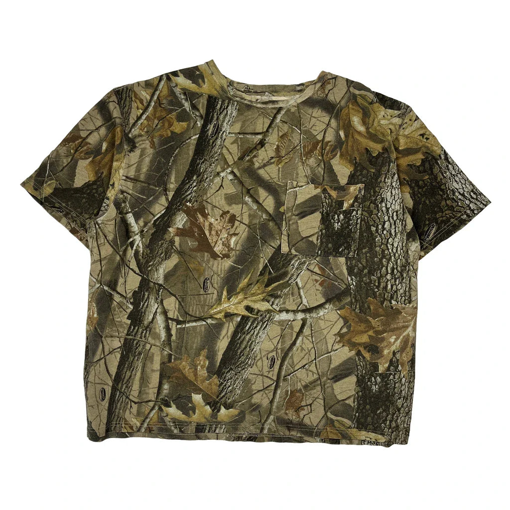 Outfitters Camo T-Shirt - 2XL Green Cotton Refurbished - Thrifted (note: this is a term often used to describe second- refurbished available on Cerqular