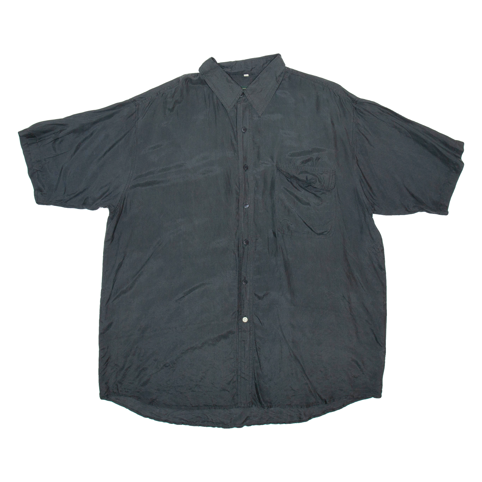 PURA SETA Mens Plain Shirt Black L Refurbished - N/A refurbished available on Cerqular