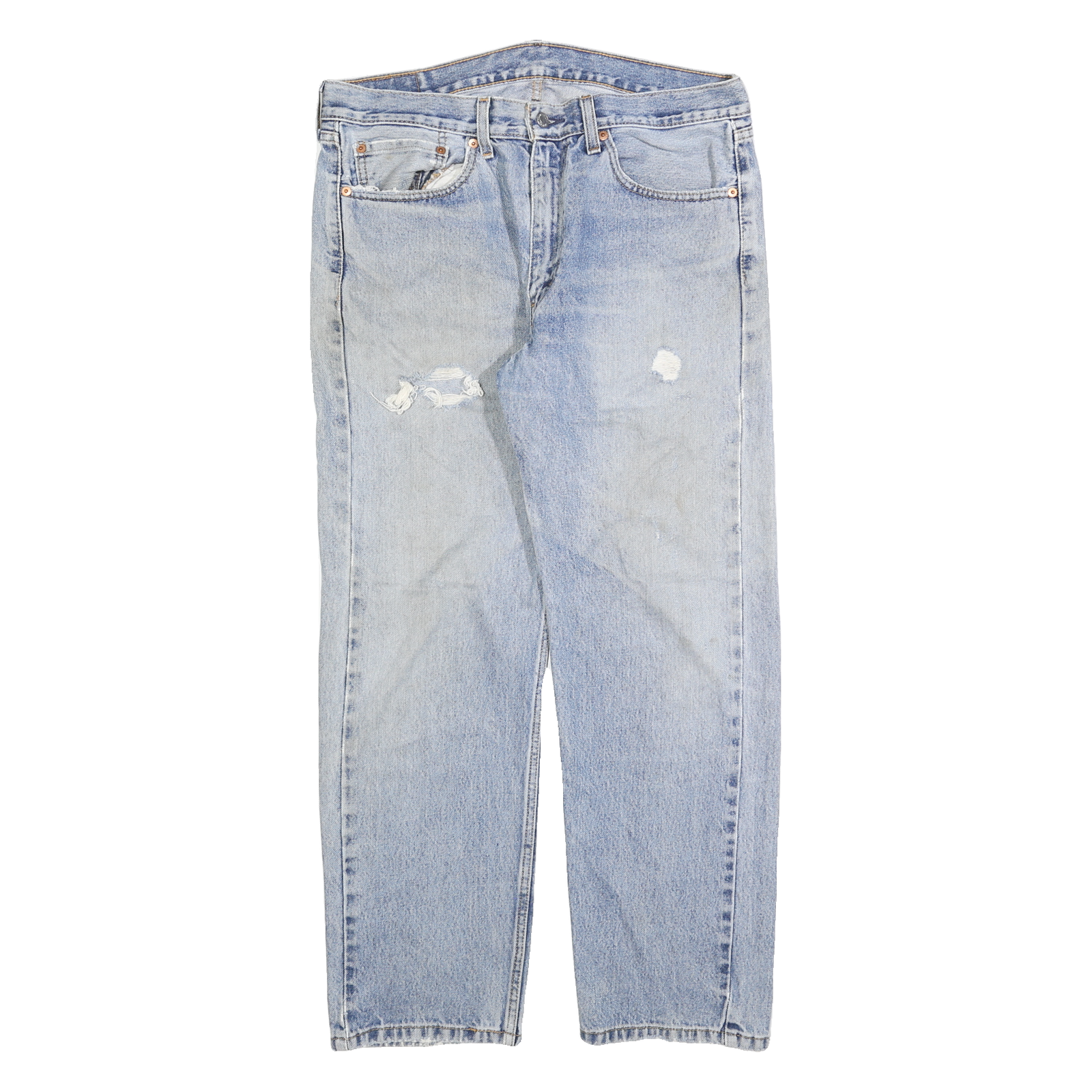 LEVI'S 505 Mens Jeans Blue Regular Straight Denim Medium W36 L30 Classic Zip Refurbished - N/A refurbished available on Cerqular