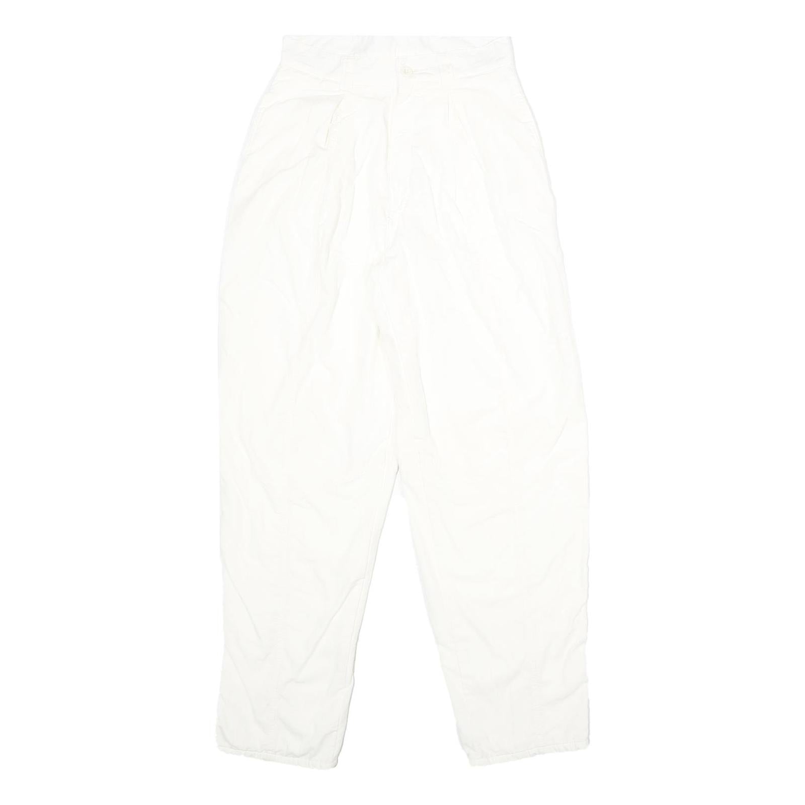 Womens White Classic Fit Cotton Blend Trousers W24 L32 Zip Closure Casual Refurbished - N/A refurbished available on Cerqular