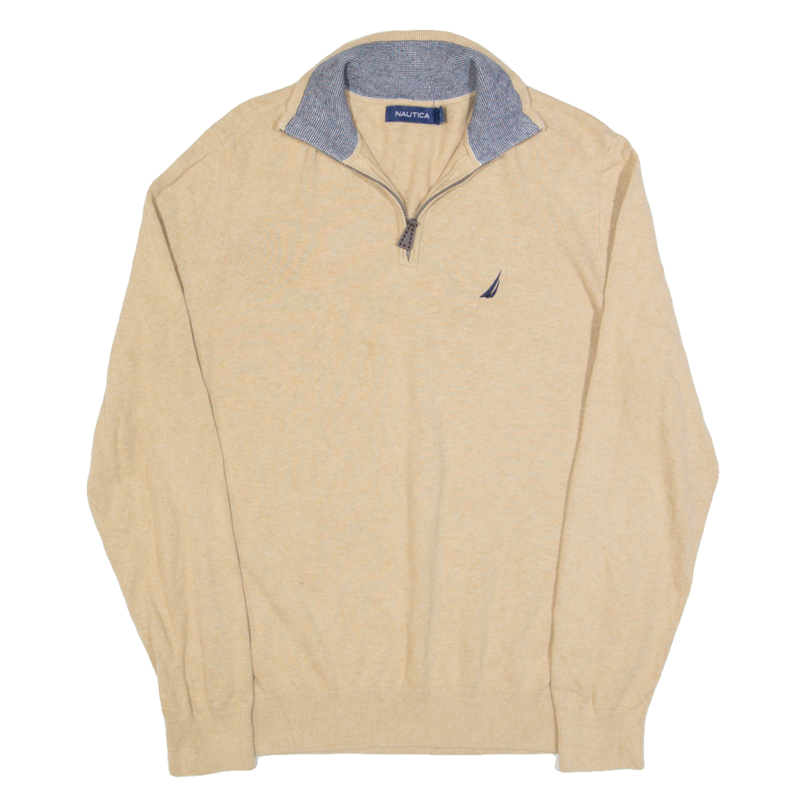 NAUTICA Mens Jumper Beige 1/4 Zip Tight Knit M Refurbished - N/A refurbished available on Cerqular