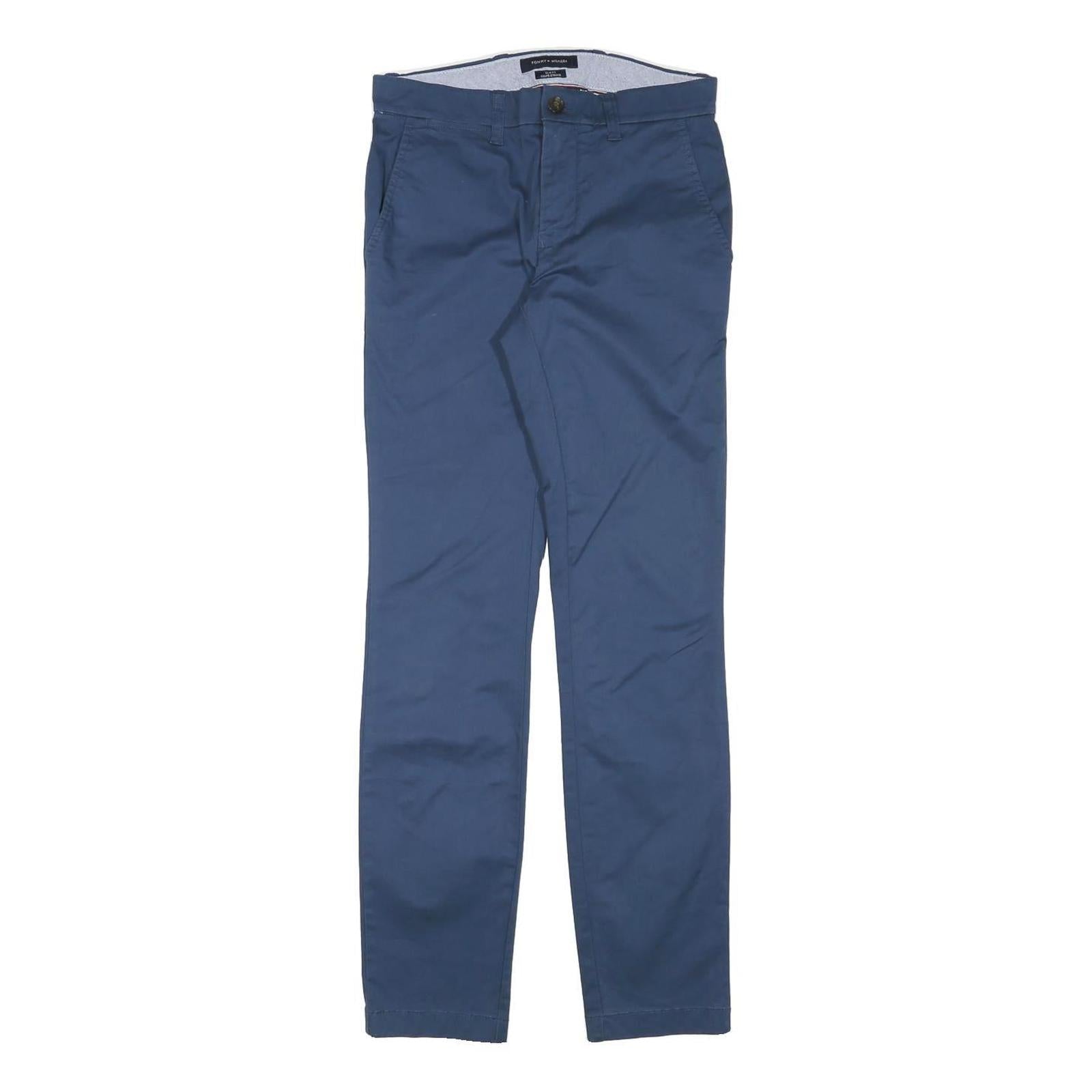 TOMMY HILFIGER Mens Cotton Blend Blue Slim Straight Trousers W28 L31 Casual Refurbished - N/A refurbished available on Cerqular