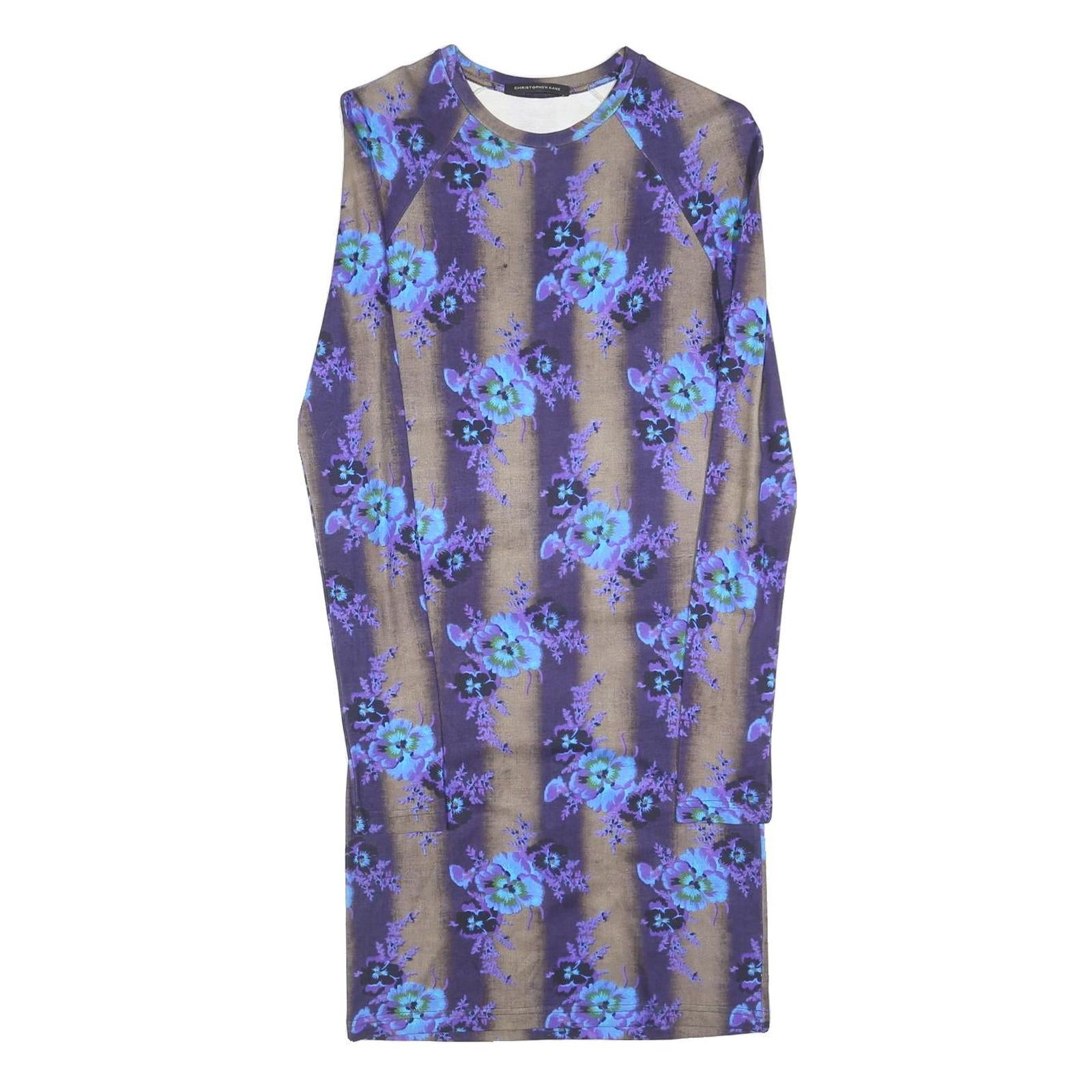 CHRISTOPHER KANE Womens Purple Floral Cotton Blend Bodycon Dress Long Sleeve S Refurbished - N/A refurbished available on Cerqular