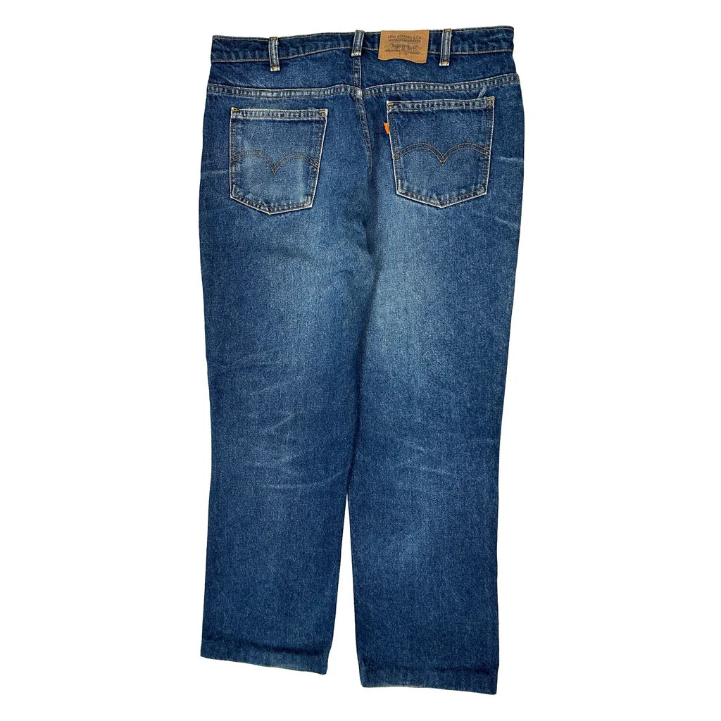 Orange Tab Levis Jeans - 38W 32L Blue Cotton Refurbished - Thrifted (note: this is a term often used to describe second- refurbished available on Cerqular