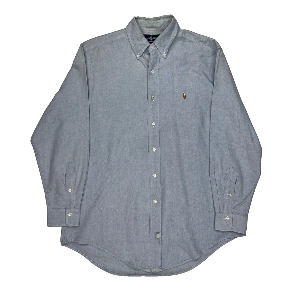 Ralph Lauren Shirt - Large Blue Cotton Refurbished - Thrifted (note: this is a term often used to describe second- refurbished available on Cerqular
