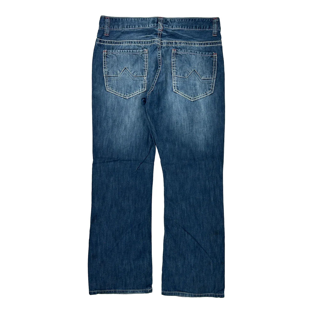 Unbranded Contrast Stitch Jeans - 34W 30L Blue Denim Refurbished - Thrifted (note: this is a term often used to describe second- refurbished available on Cerqular