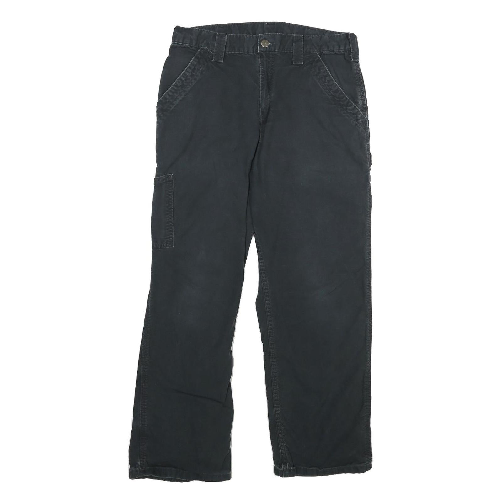 CARHARTT Mens Cotton Black Loose Straight Trousers W33 L30 Workwear Durable Refurbished - N/A refurbished available on Cerqular