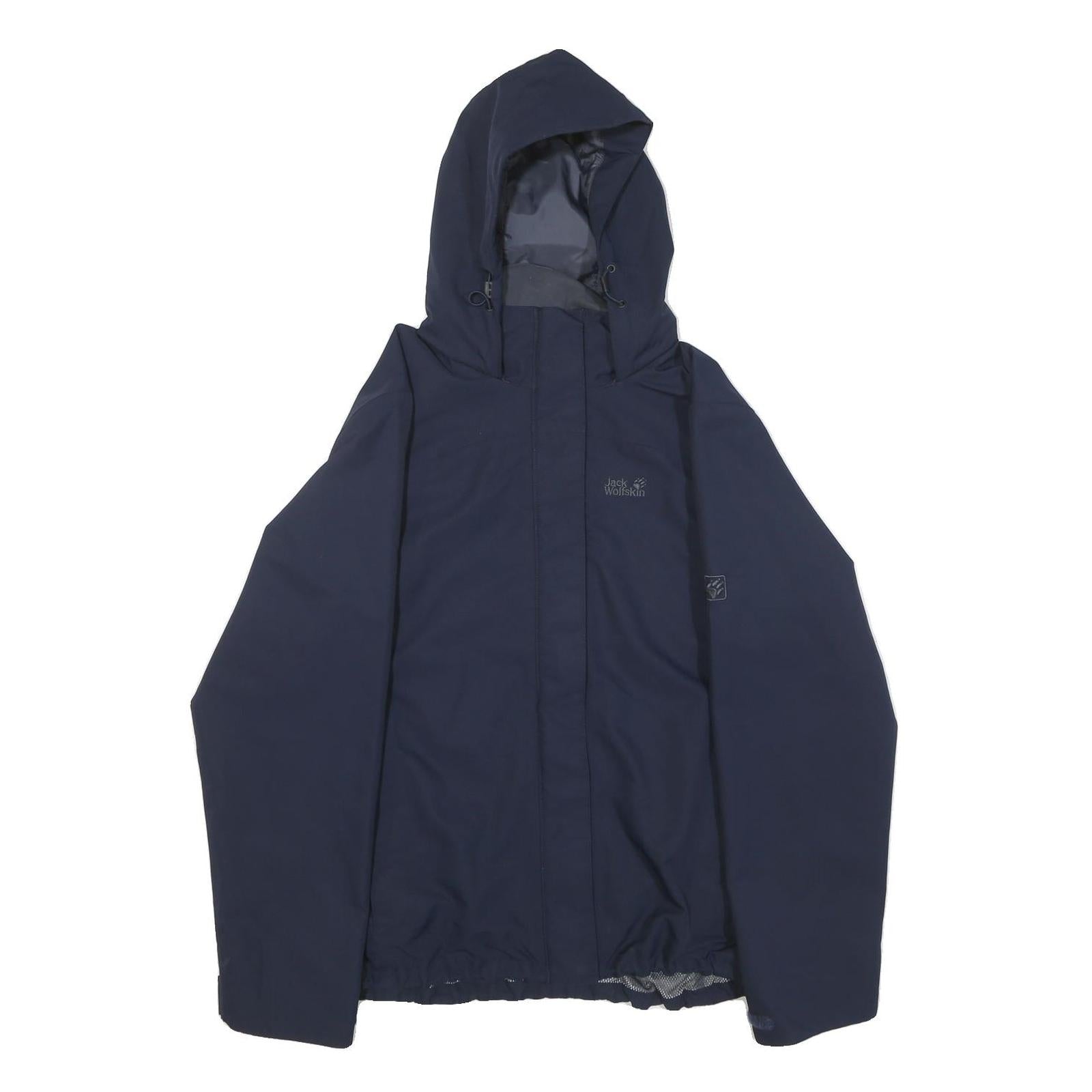 JACK WOLFSKIN Womens Navy Blue Jacket L Polyester Outdoor Zip Hooded Plain Refurbished - N/A refurbished available on Cerqular