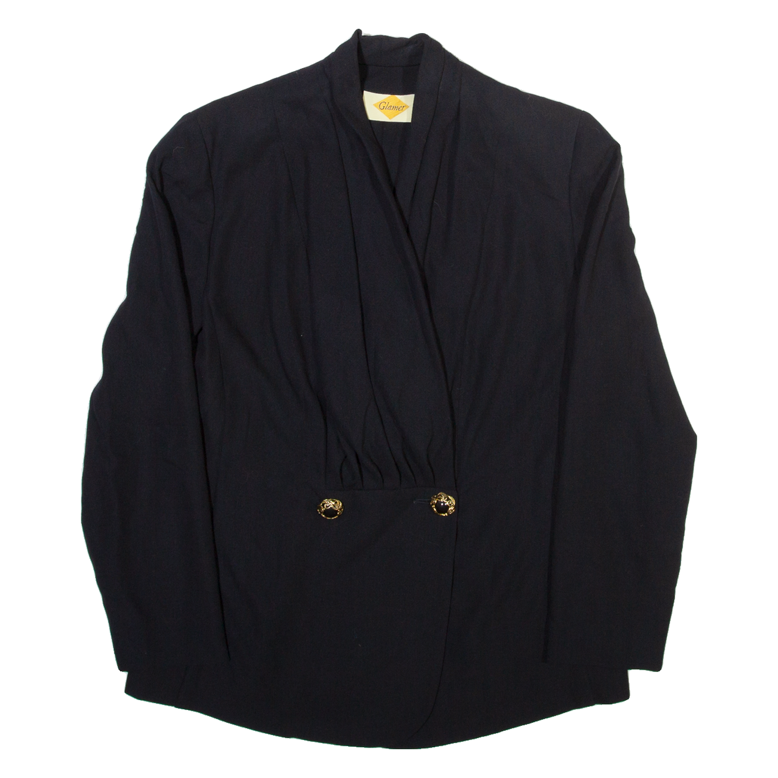 GLAMER Womens Wrap Blouse Black V-Neck Long Sleeve Viscose M Refurbished - N/A refurbished available on Cerqular