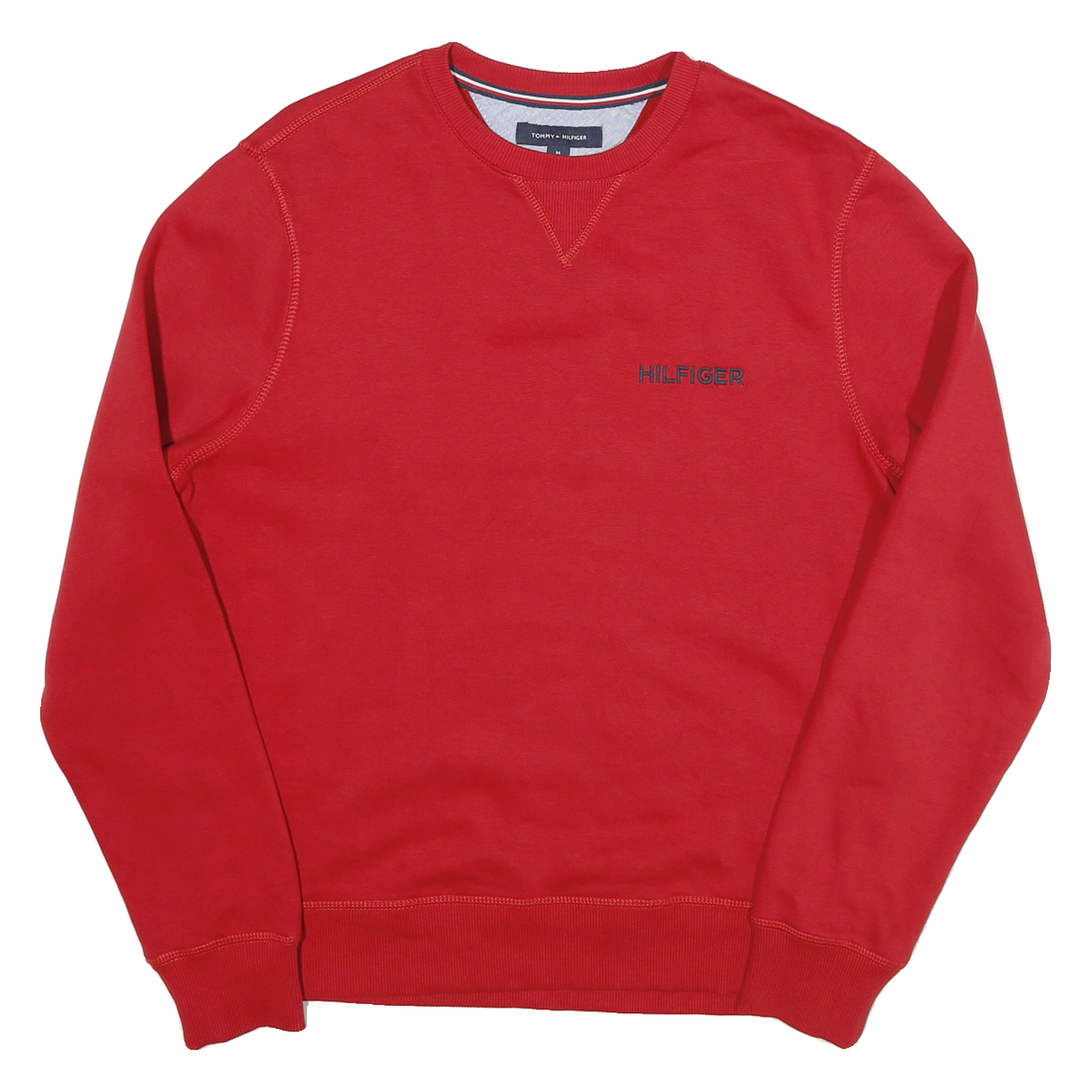TOMMY HILFIGER Mens Red Crew Neck M Hilfiger Embroidered Sweatshirt Refurbished - N/A refurbished available on Cerqular