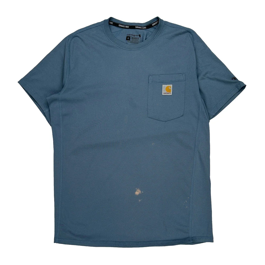 Force Carhartt T-Shirt - Medium Blue Cotton Refurbished - Thrifted (note: this is a term often used to describe second- refurbished available on Cerqular