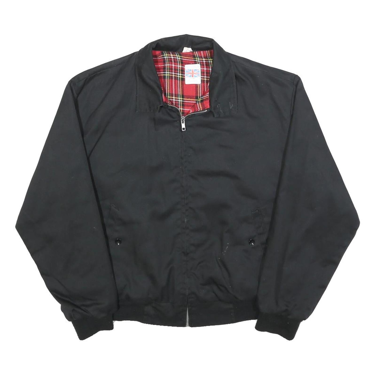 Mens Black Cotton Blend Bomber Jacket S Plain Zip Casual Lightweight Outerwear Refurbished - N/A refurbished available on Cerqular