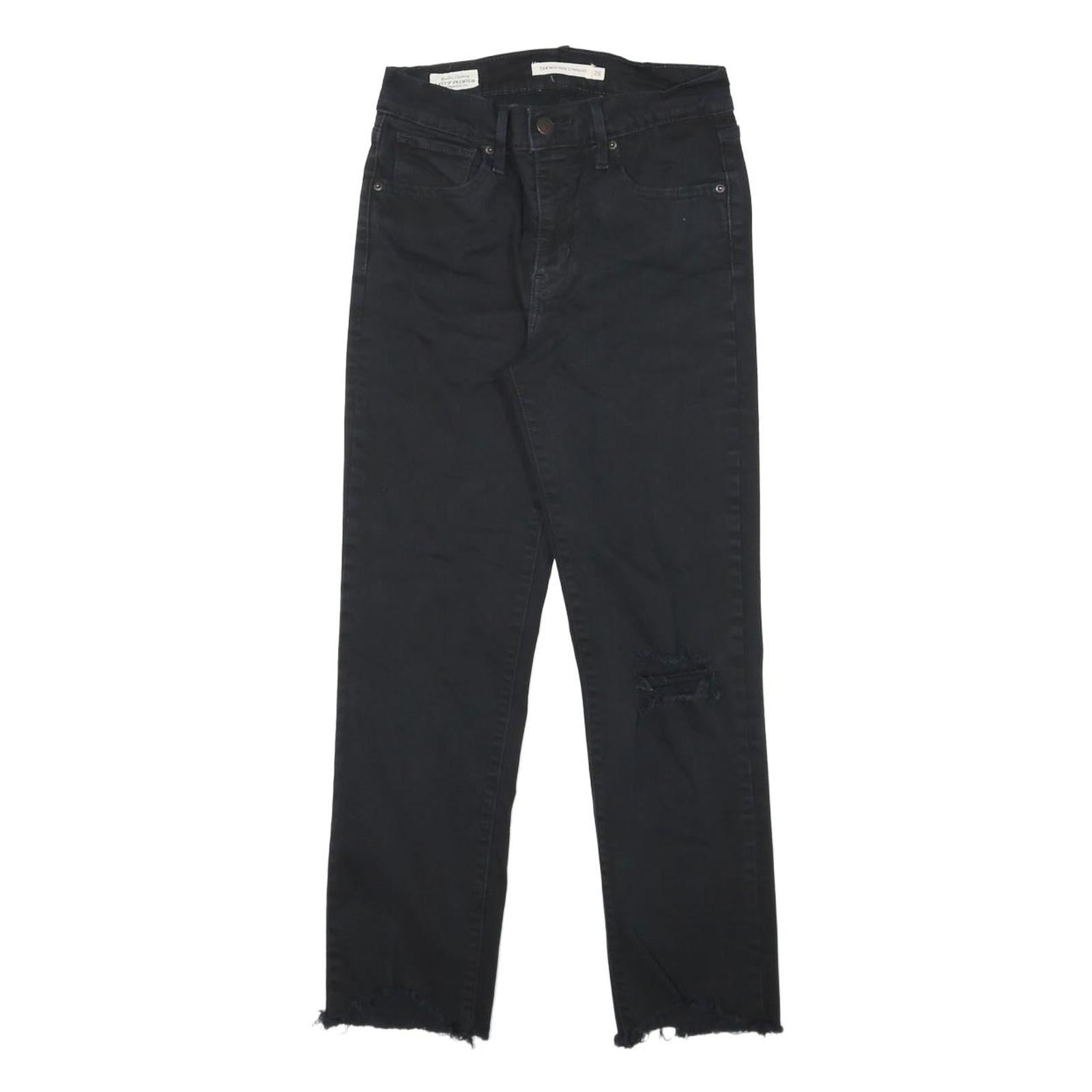 LEVI'S 724 Womens Jeans Black Slim Straight Denim Raw W26 L24 Distressed Refurbished - N/A refurbished available on Cerqular