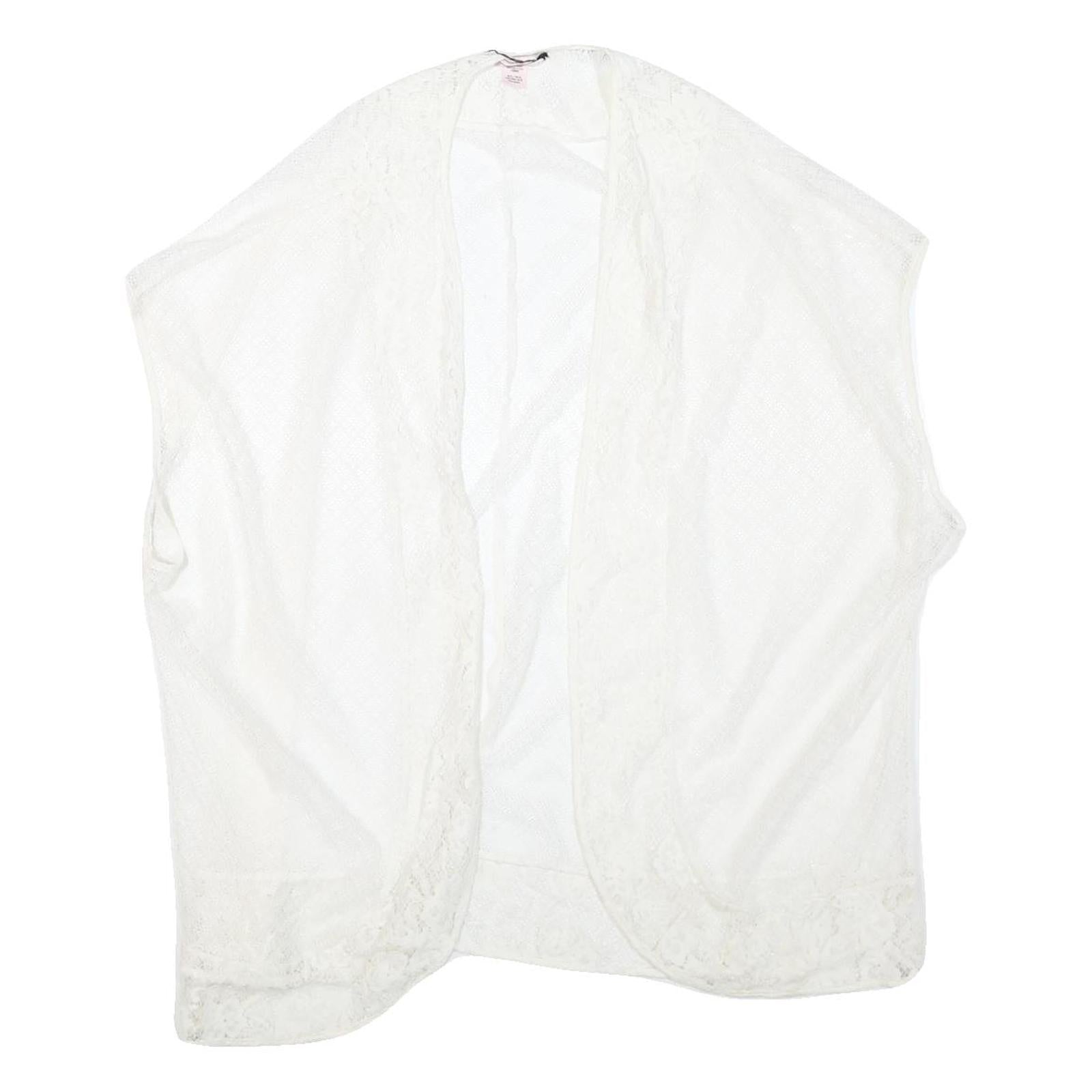VICTORIA'S SECRET Womens White Lace Open Front Sleeveless Top M Lightweight Refurbished - N/A refurbished available on Cerqular