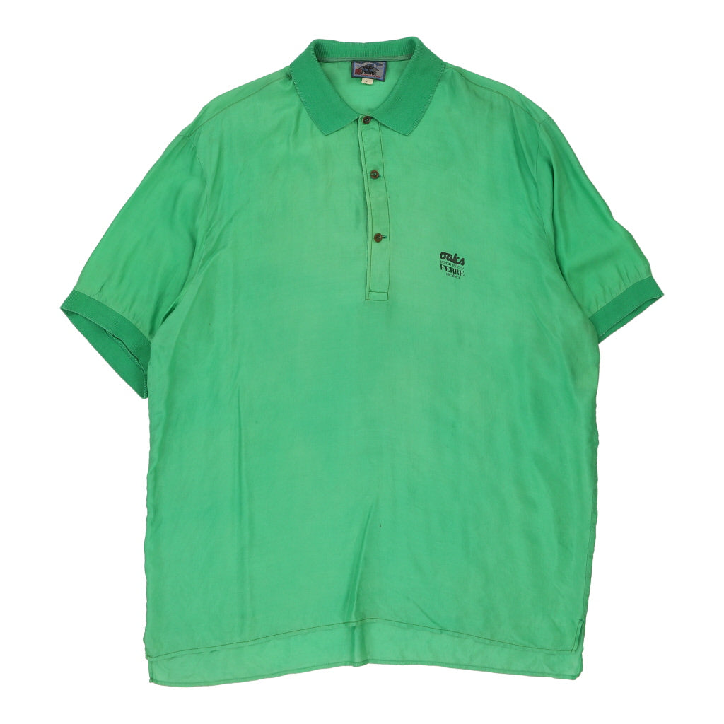 Jaks By Ferre Polo Shirt - Large Green Silk Refurbished - Thrifted (note: this is a term often used to describe second- refurbished available on Cerqular