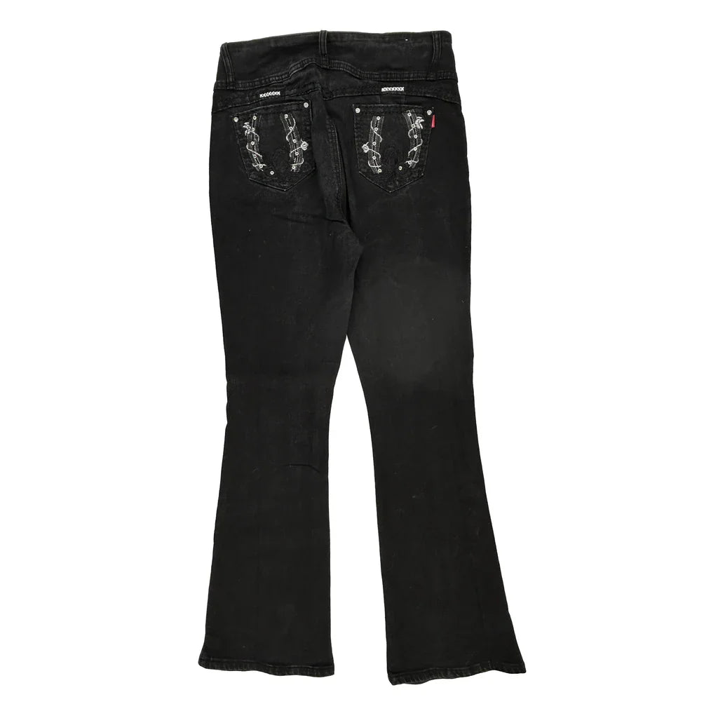Unbranded Boot Cut Jeans - 31W UK 12 Black Cotton Refurbished - Thrifted (note: this is a term often used to describe second- refurbished available on Cerqular