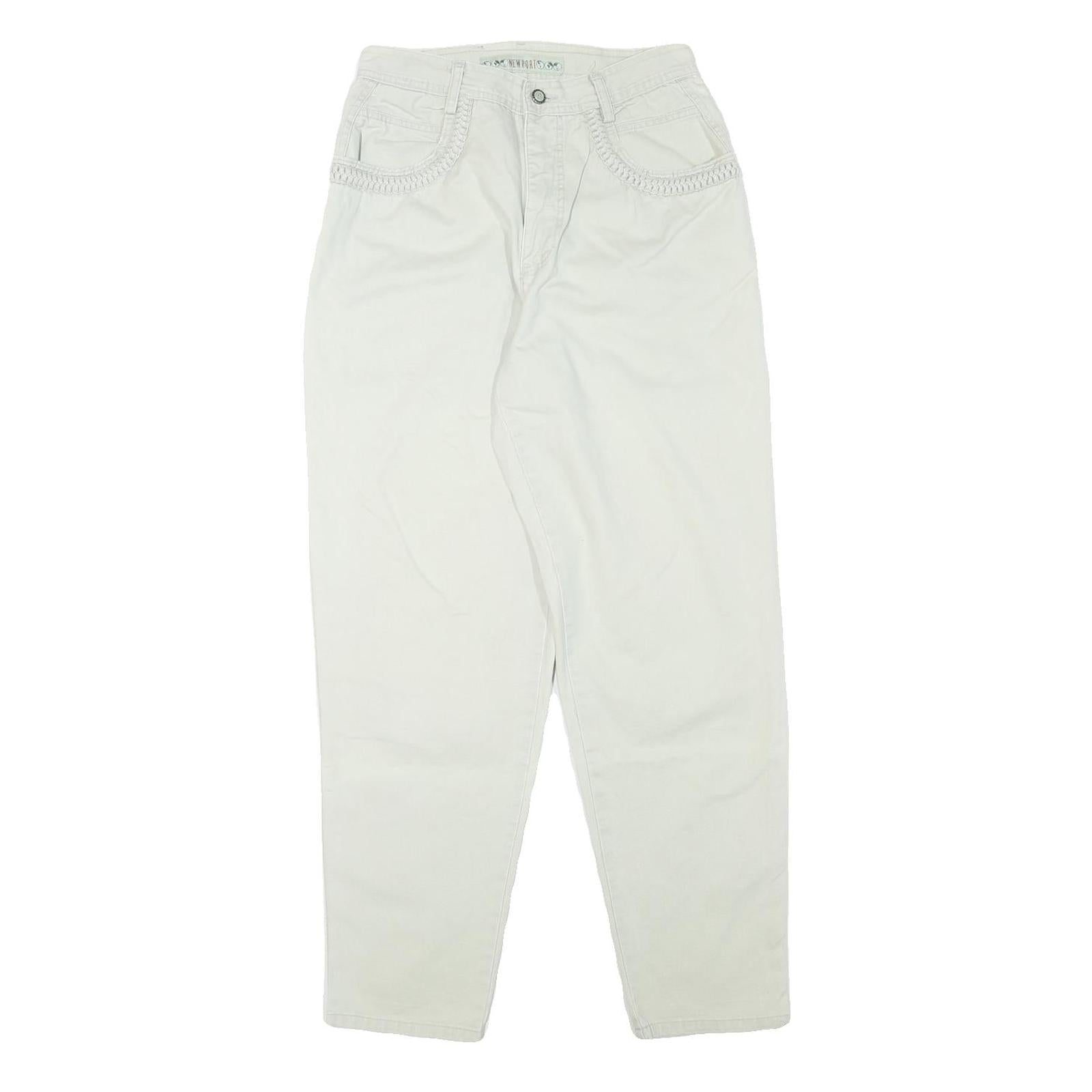NEWPORT Womens Cotton Blend White Relaxed Trousers W28 L30 Casual Zip Closure Refurbished - N/A refurbished available on Cerqular