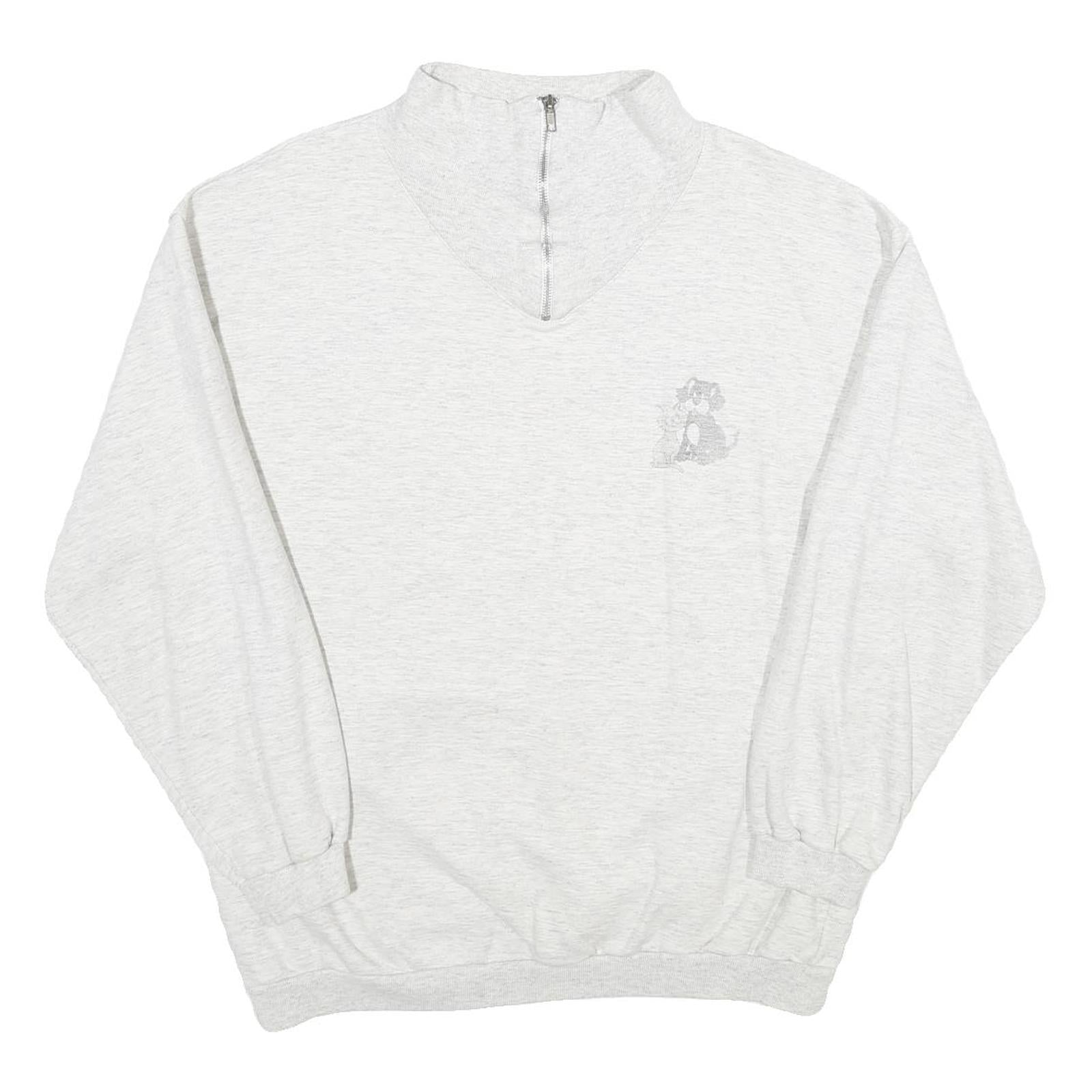 PROMODORO Mens Light Grey 1/4 Zip Sweatshirt L Cotton Pullover Casual Refurbished - N/A refurbished available on Cerqular