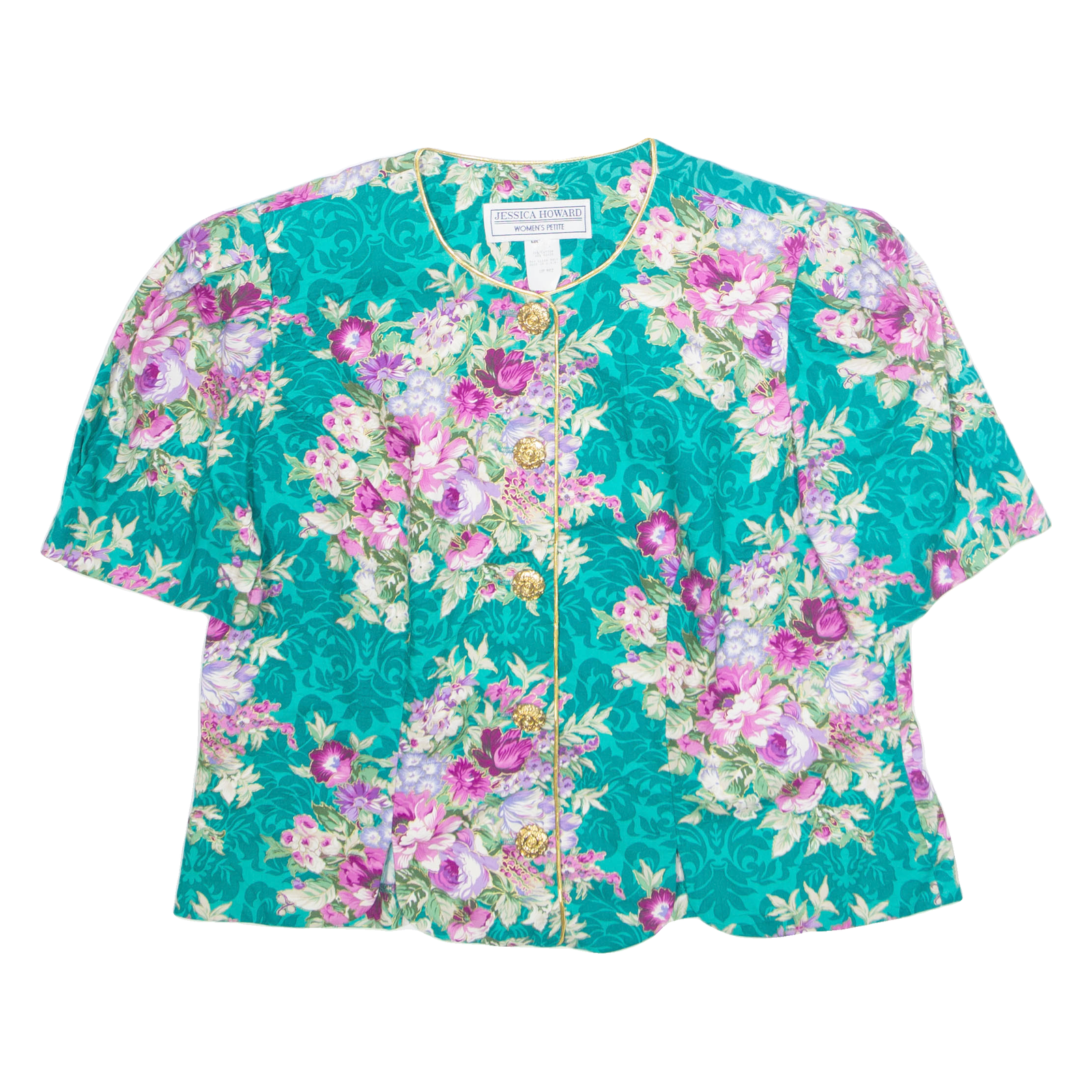 JESSICA HOWARD Womens Printed Shirt Green Floral M Refurbished - N/A refurbished available on Cerqular