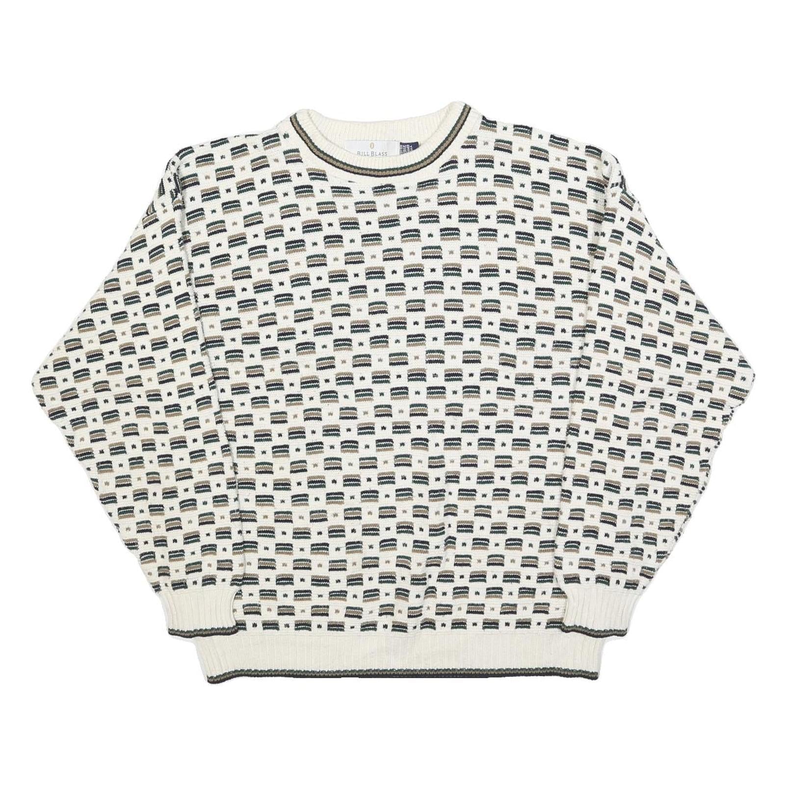BILL BLASS Mens Beige Patterned Cotton Blend Crew Neck Basic Knit Jumper L Refurbished - N/A refurbished available on Cerqular