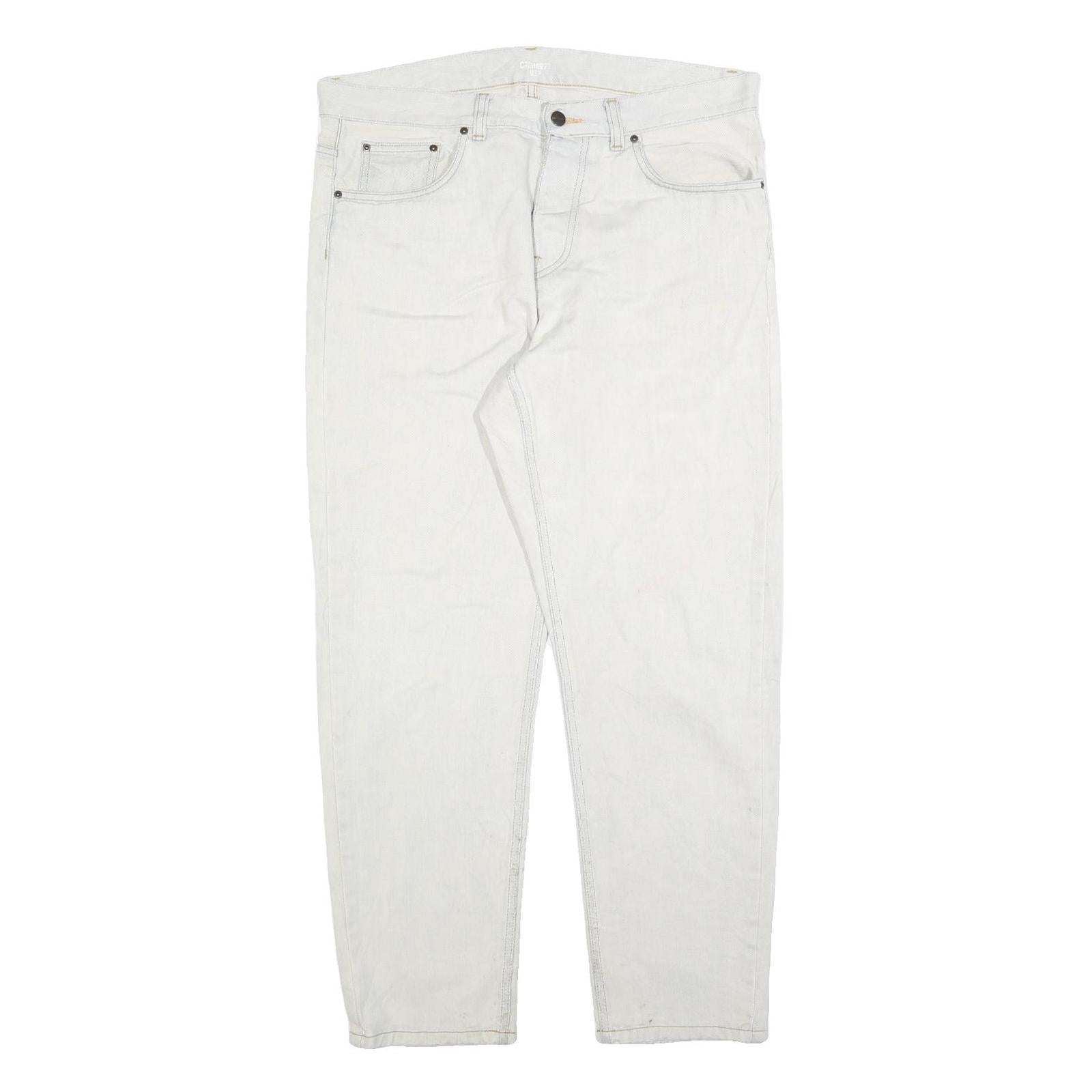 CARHARTT Mens Jeans White Relaxed Straight Denim W36 L30 Workwear Durable Zip Refurbished - N/A refurbished available on Cerqular