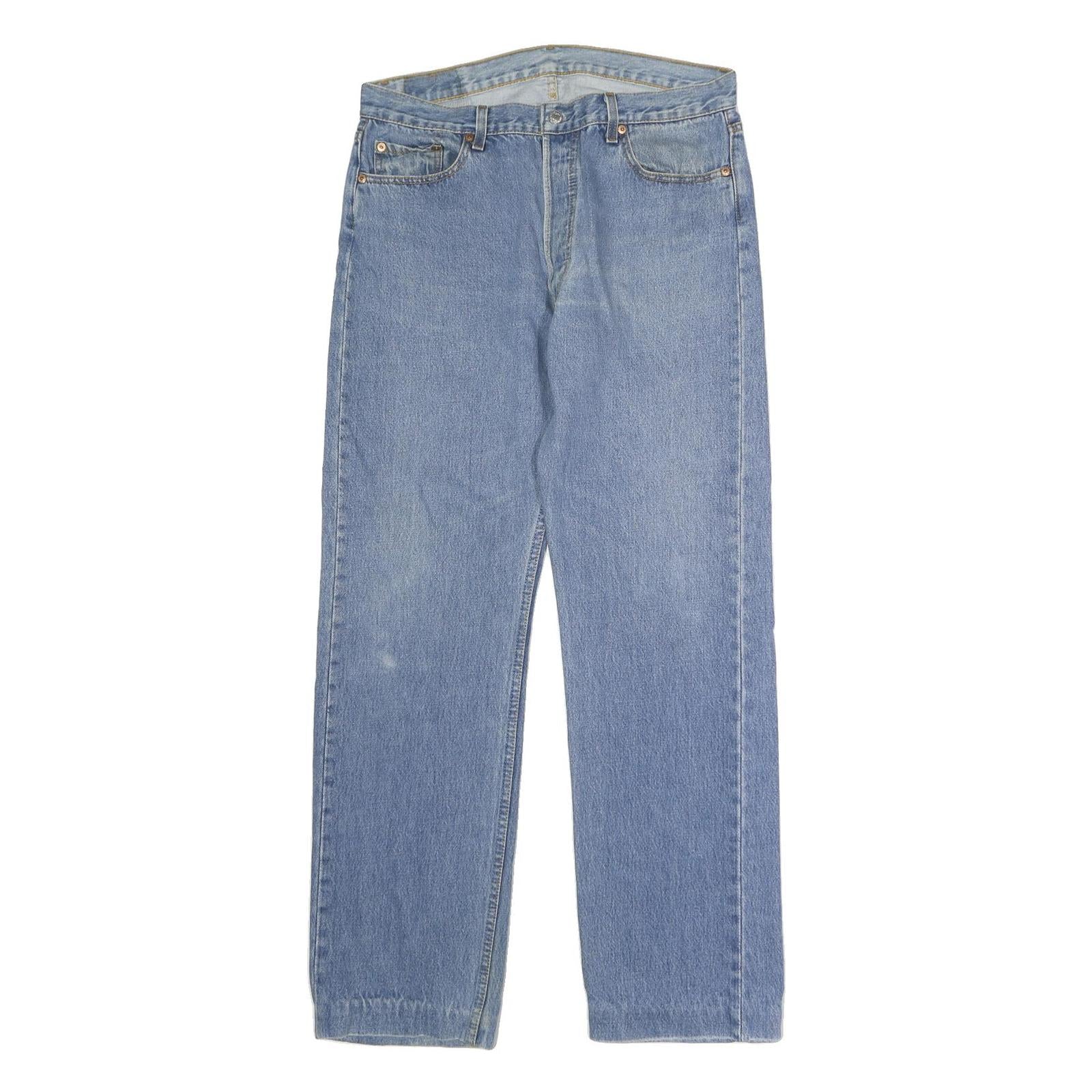 LEVI'S 501 Mens Jeans Blue Regular Straight Denim Medium W36 L32 Classic Button Refurbished - N/A refurbished available on Cerqular
